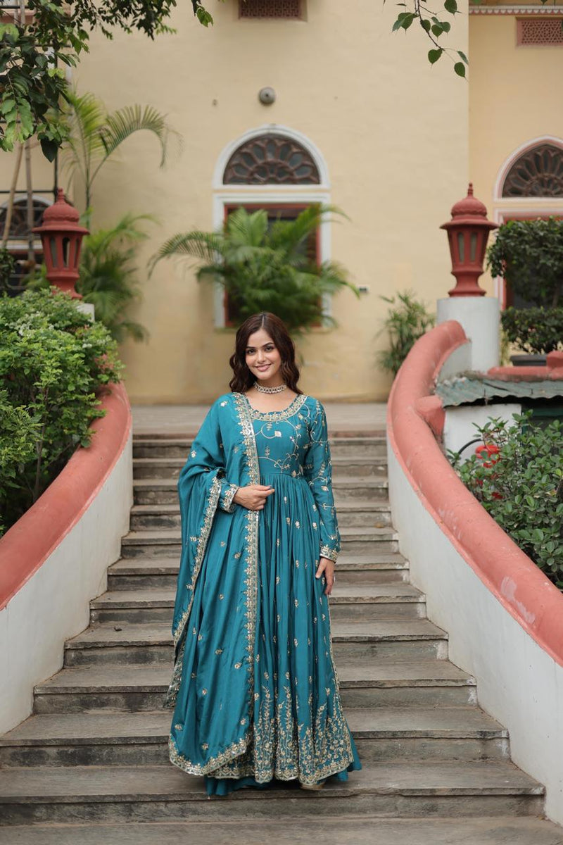 Womenline Rama Color Party Wear Gown