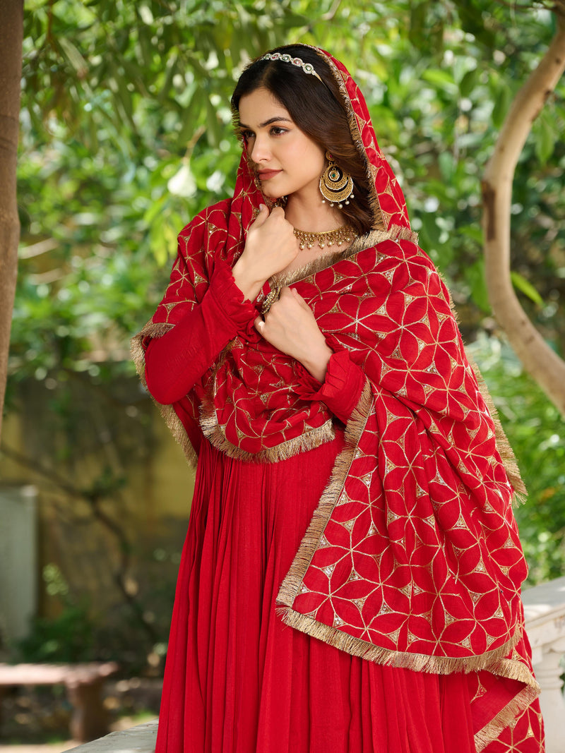 Womenline Red Color Festival Long Gown