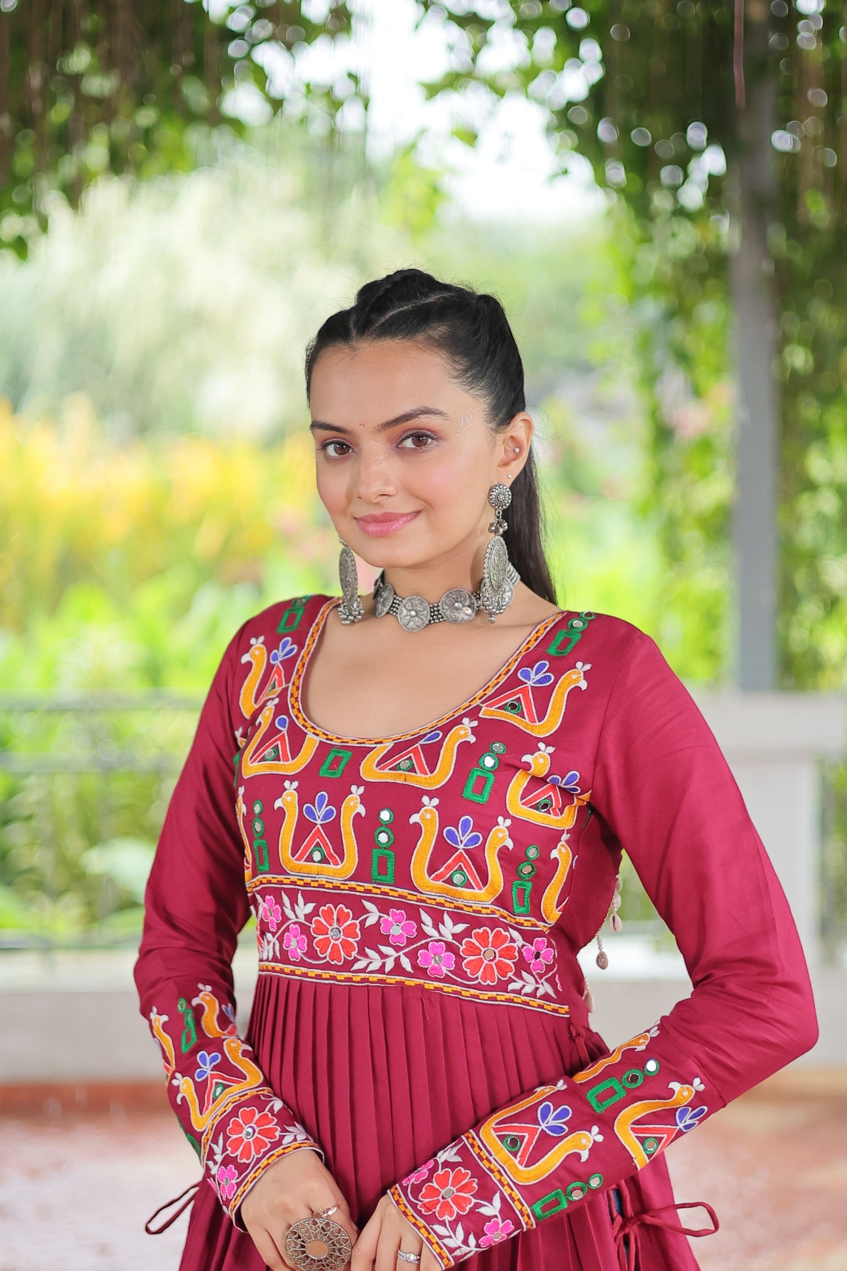 Womenline Red Color Reyon Navratri kurti