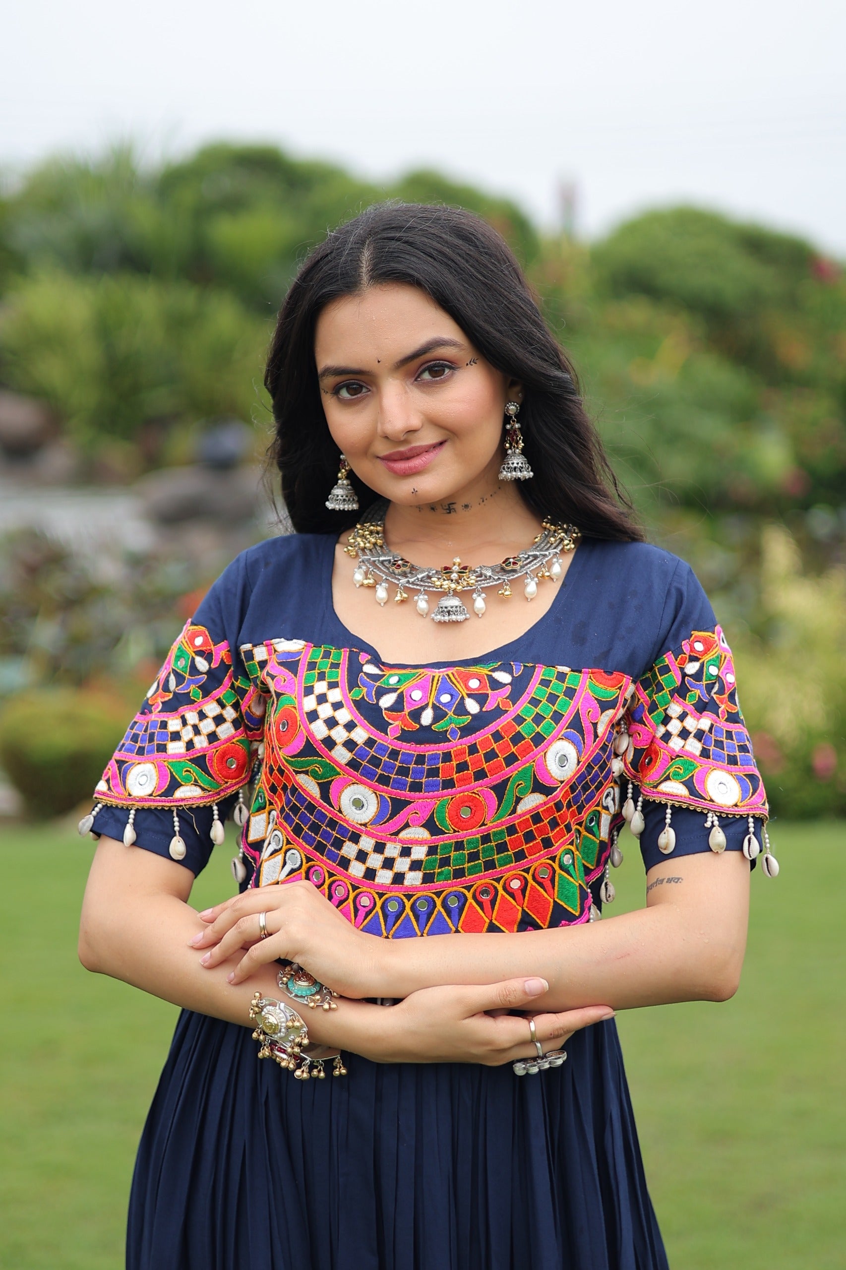 Womenline Royal Blue Color Rayon Navratri Gown