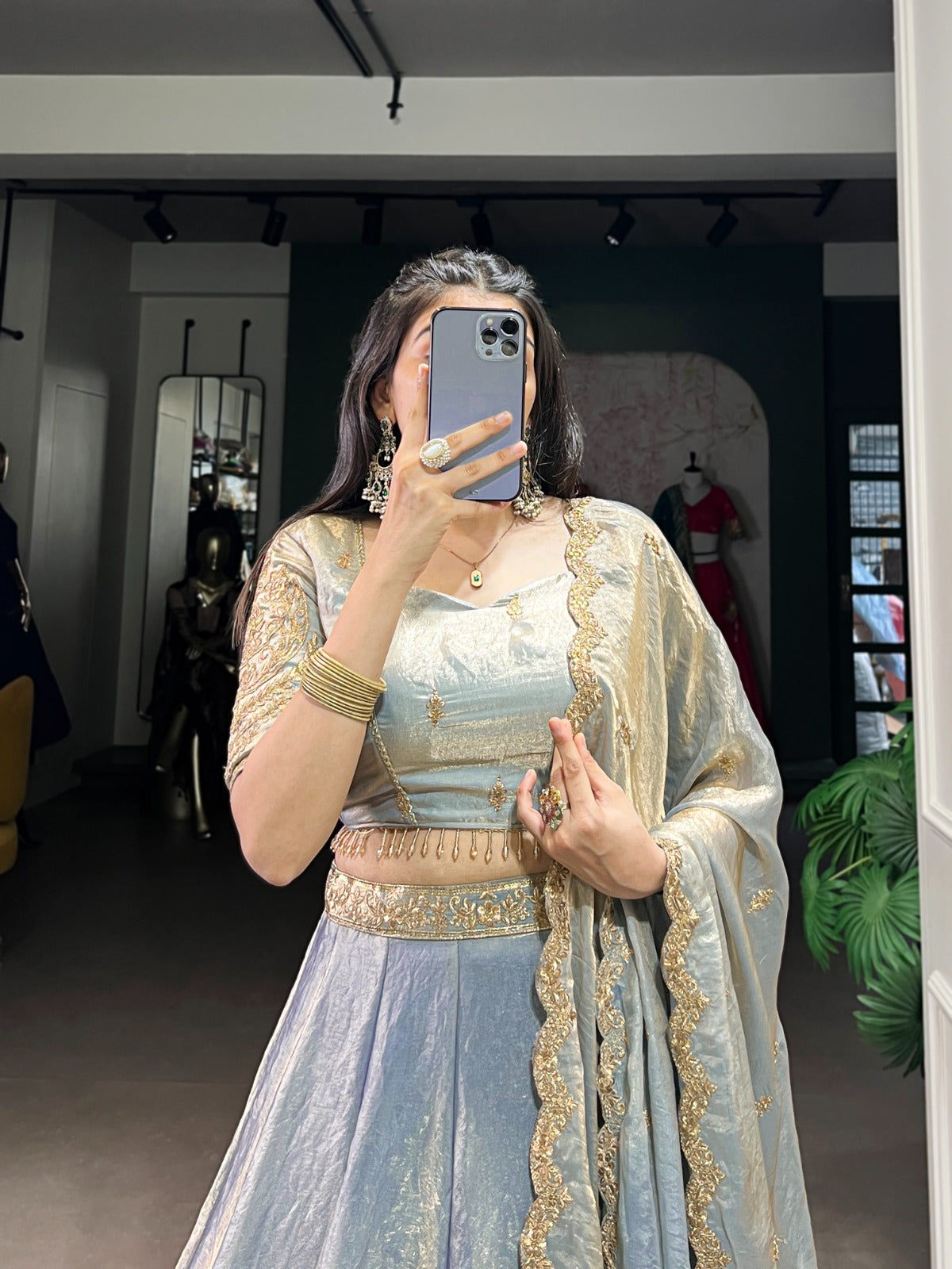 Womenline Sky Blue Color Fendi Pastel Lehenga Choli