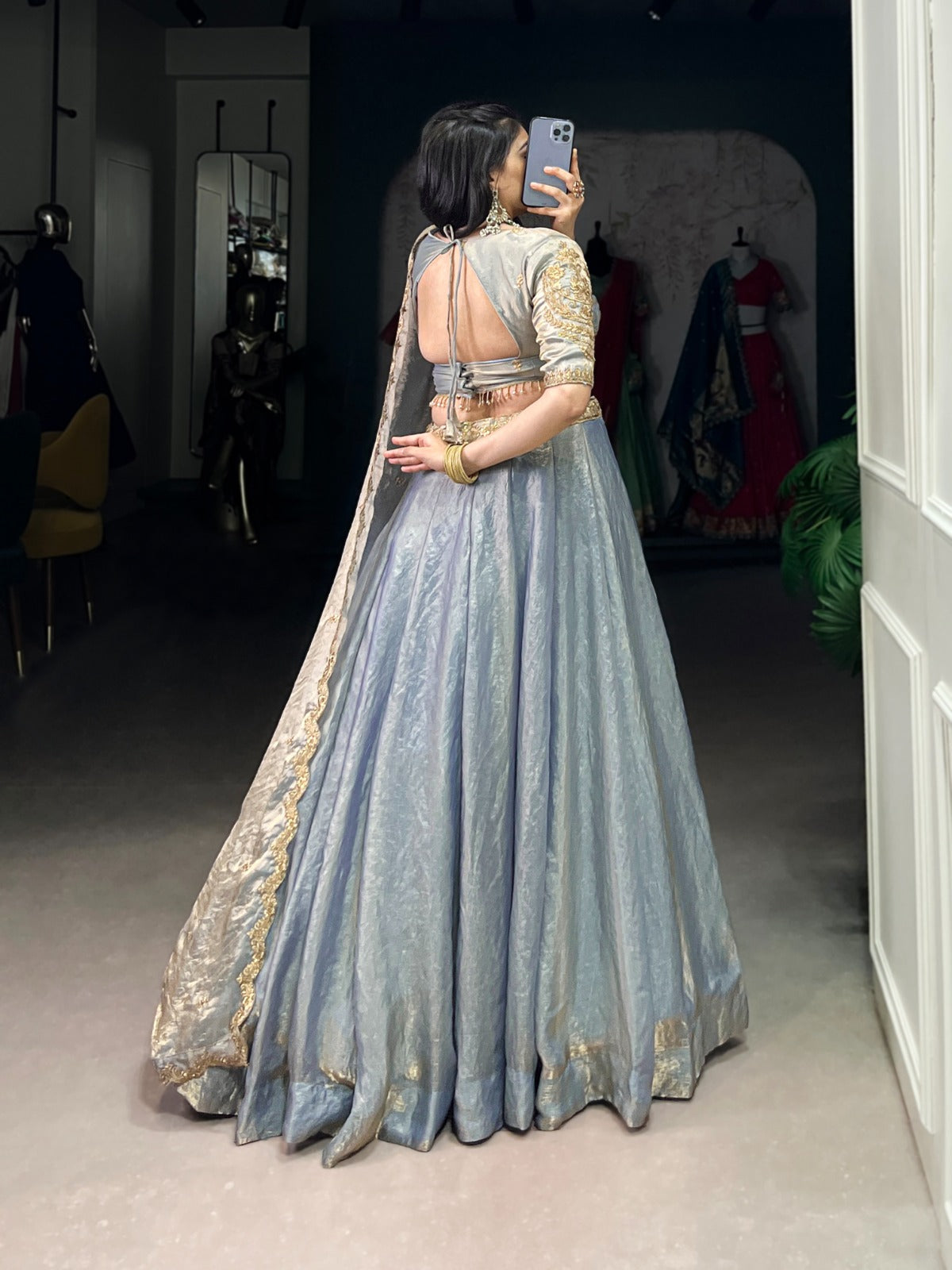 Womenline Sky Blue Color Fendi Pastel Lehenga Choli