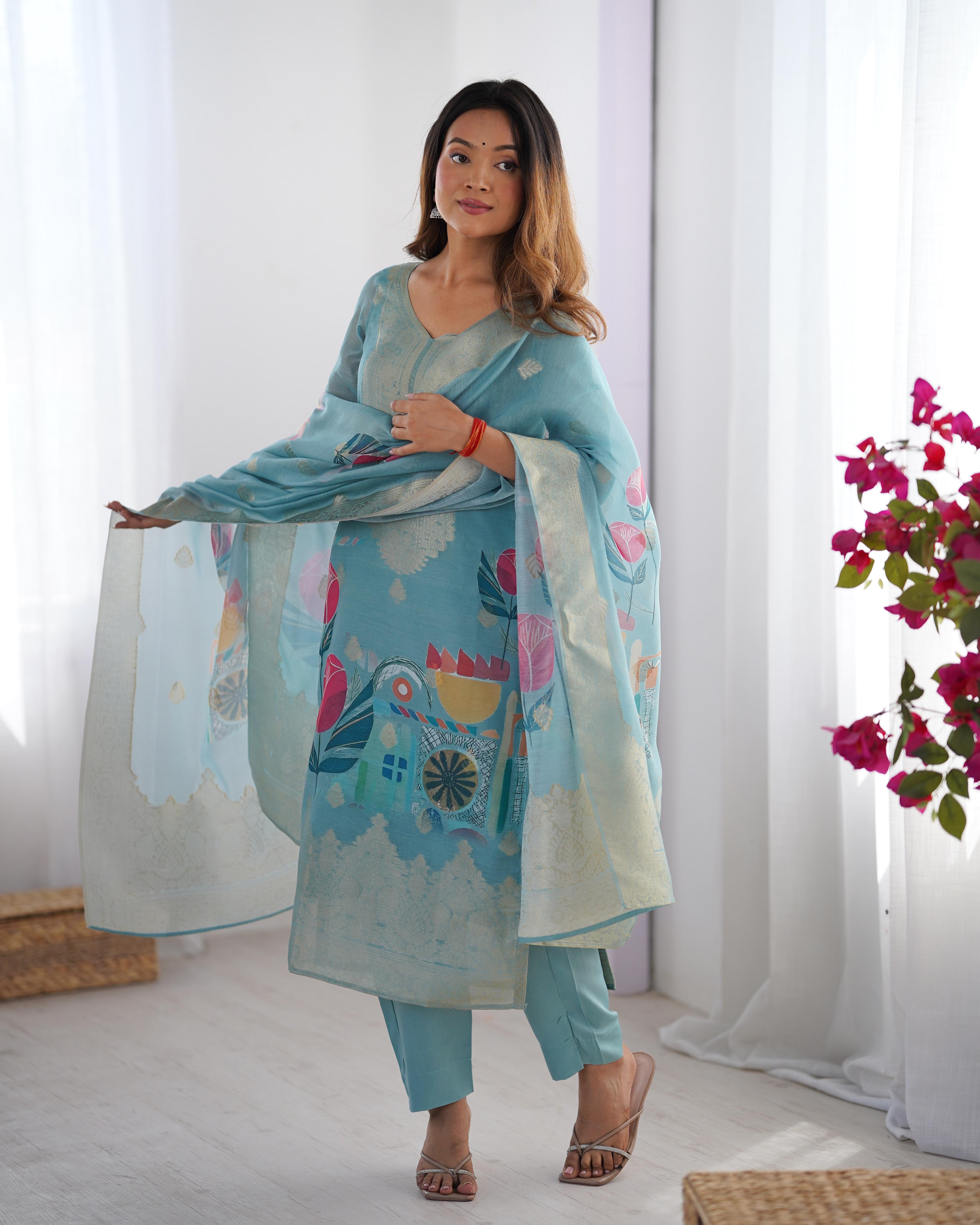 Womenline Skyblue Designer Dress