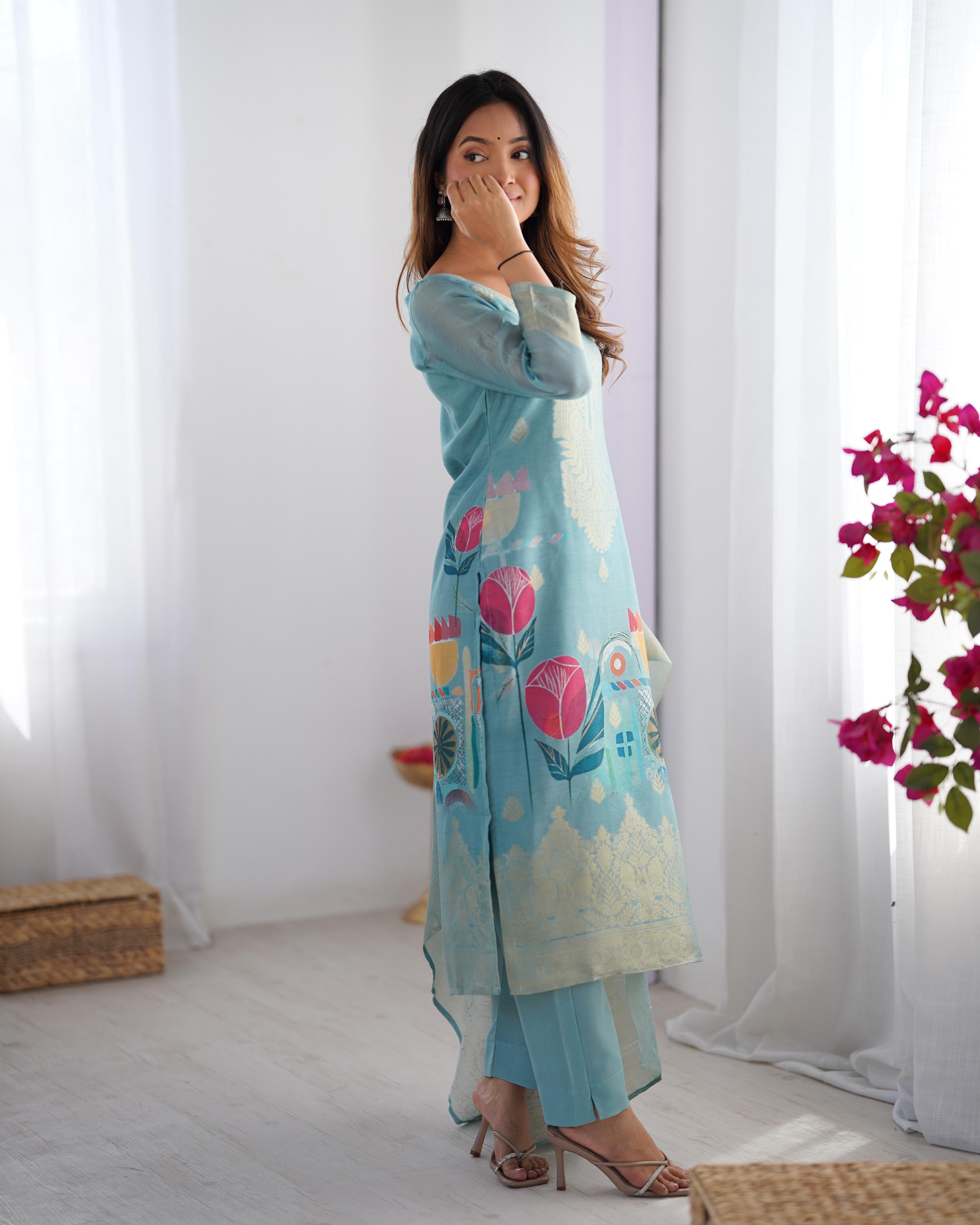 Womenline Skyblue Designer Dress