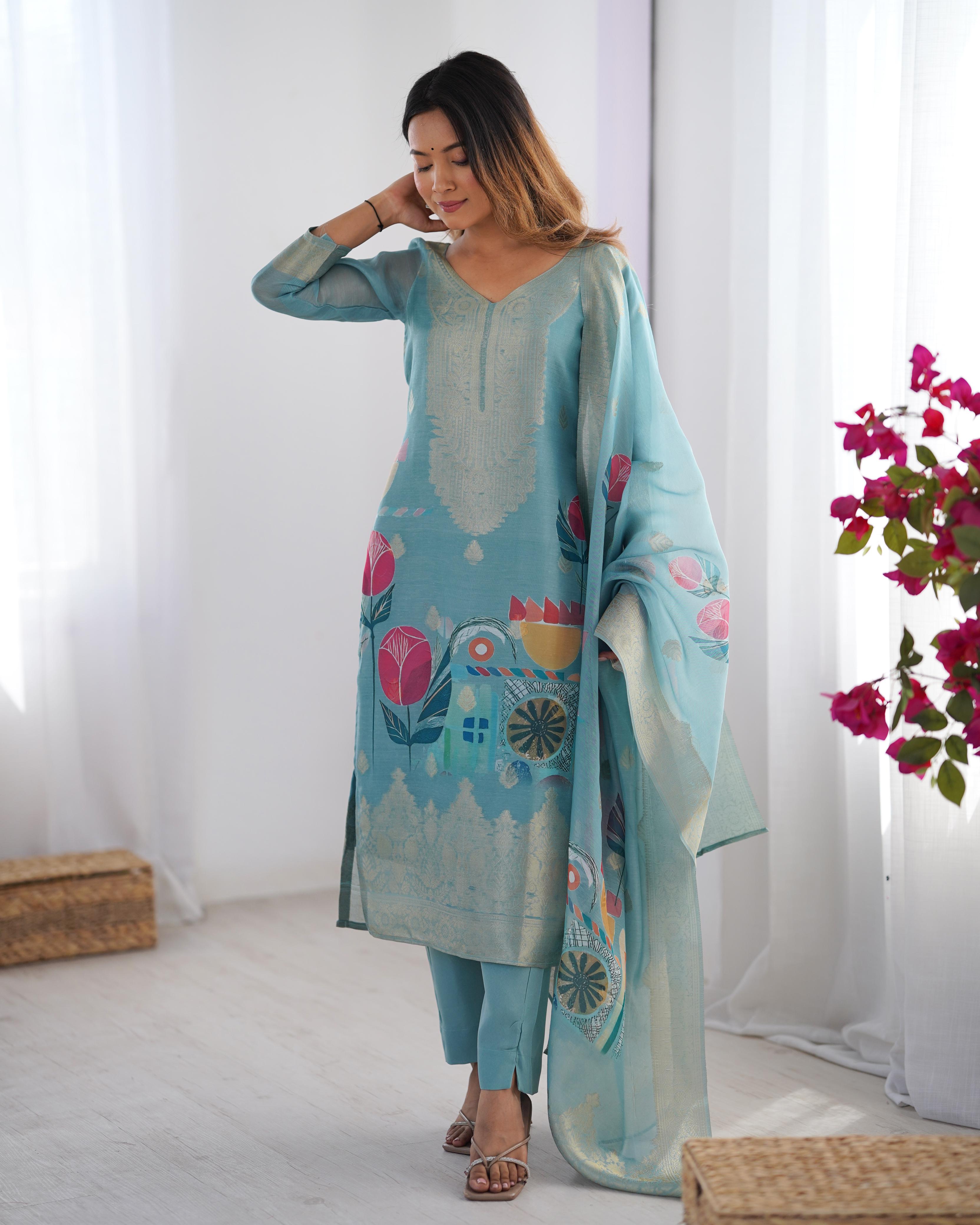 Womenline Skyblue Designer Dress