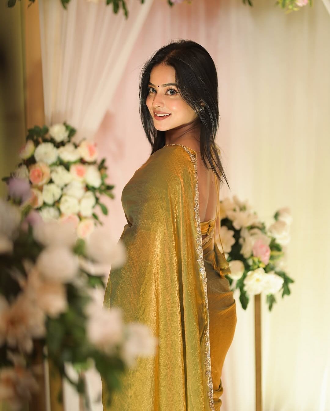 Womenline Soft Cotton Golden saree