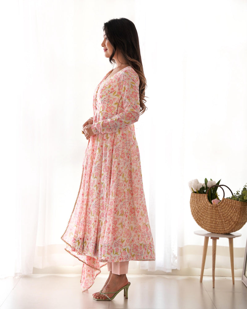 Womenline This chiffon & bright colour outfit Anarkali suit