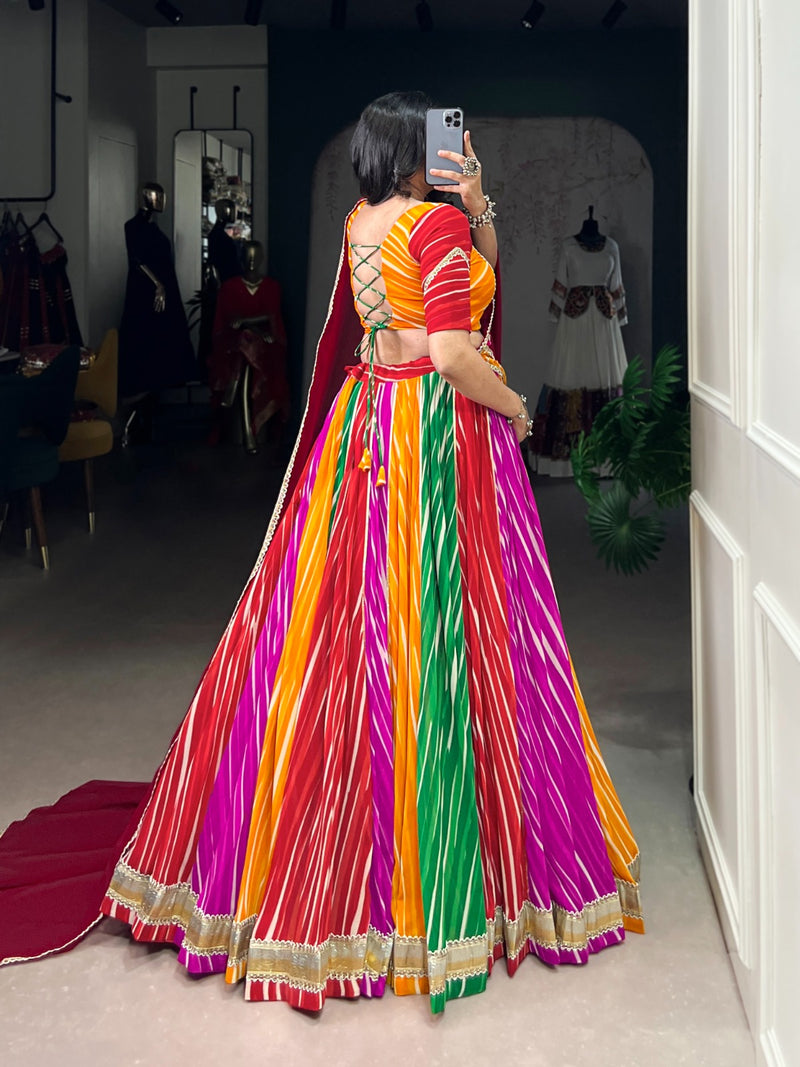 Womenline Traditional Multi Color Georgette Navratri Lehenga Choli