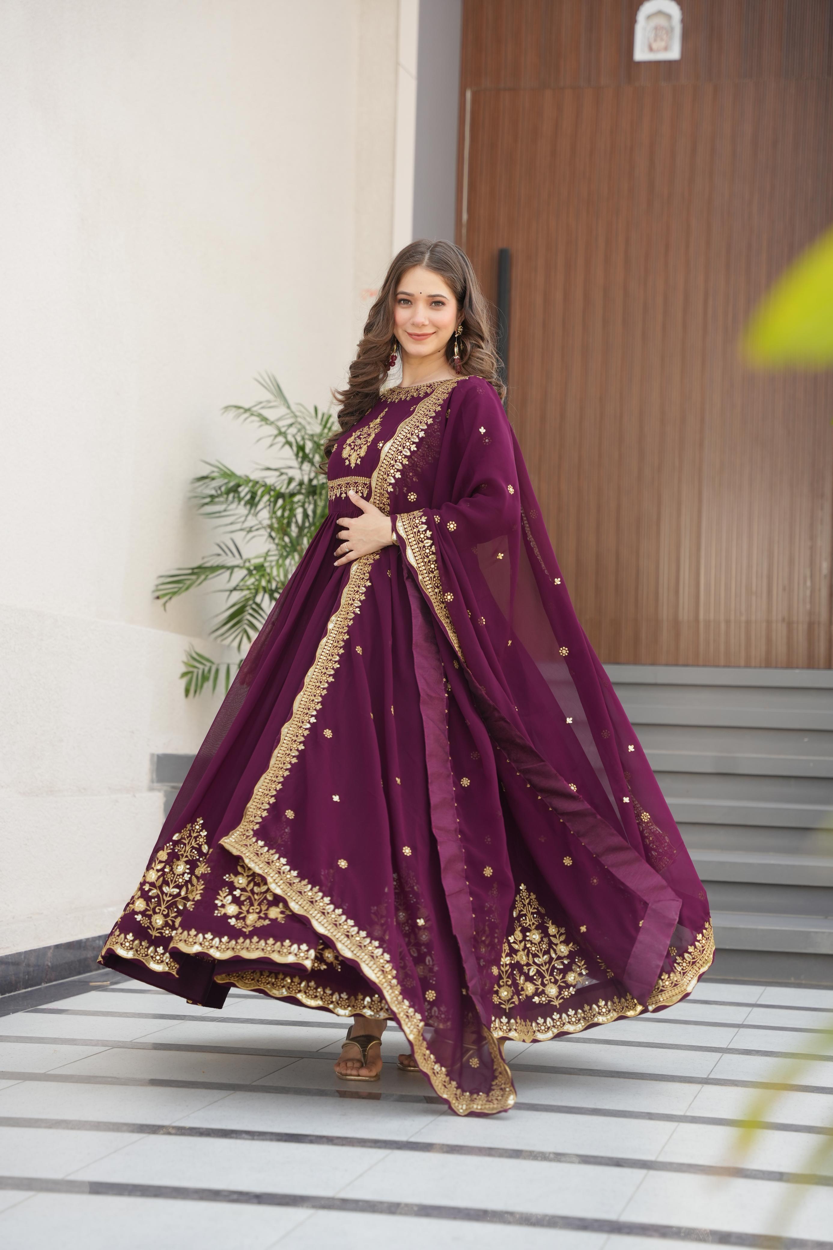 Womenline Wine Color Designer luxury Gown
