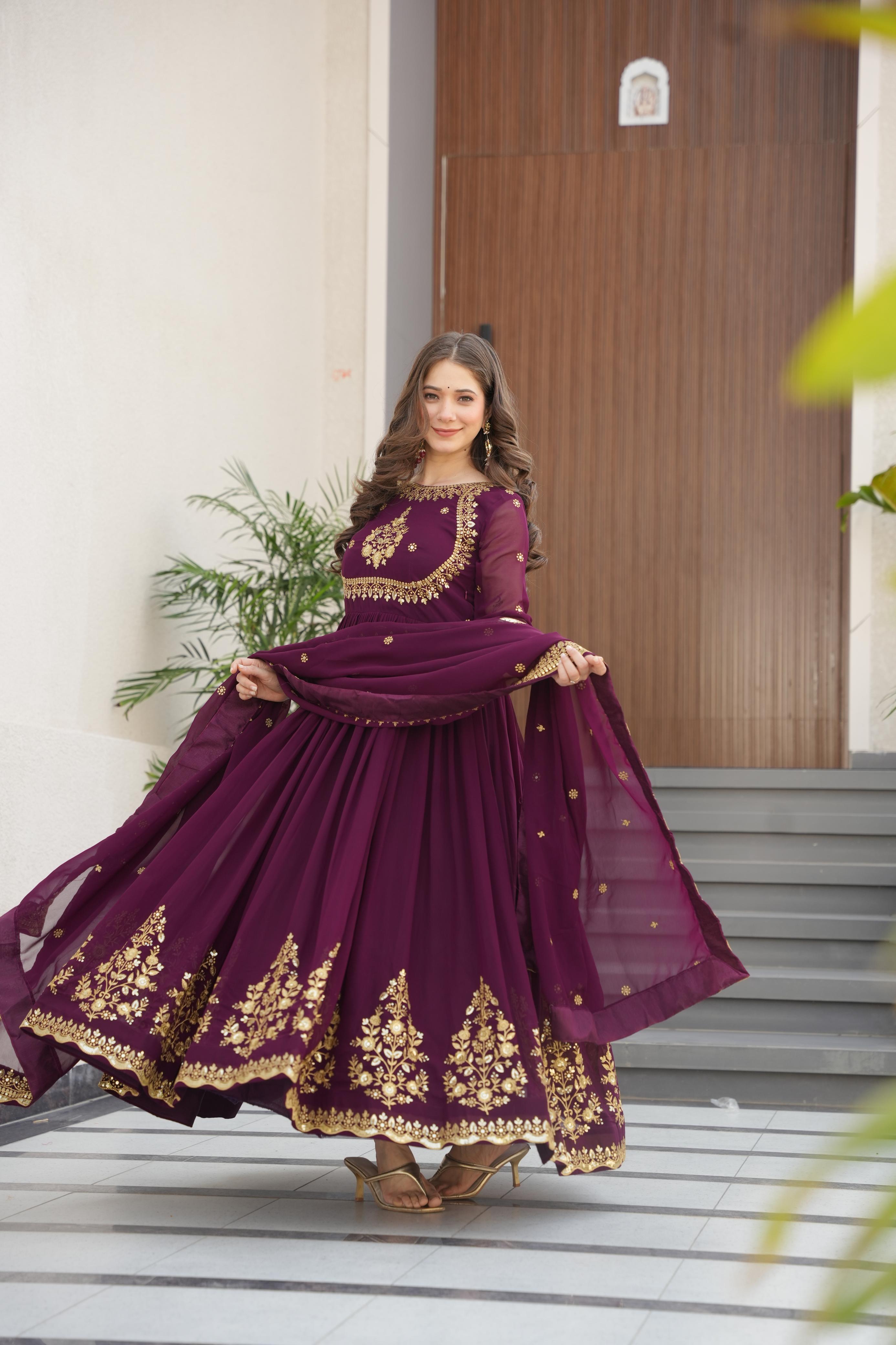 Womenline Wine Color Designer luxury Gown