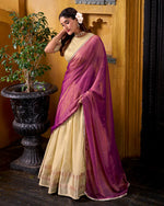 Womenline Yelllow Color Dupion Silk Zari Weaving Half Saree