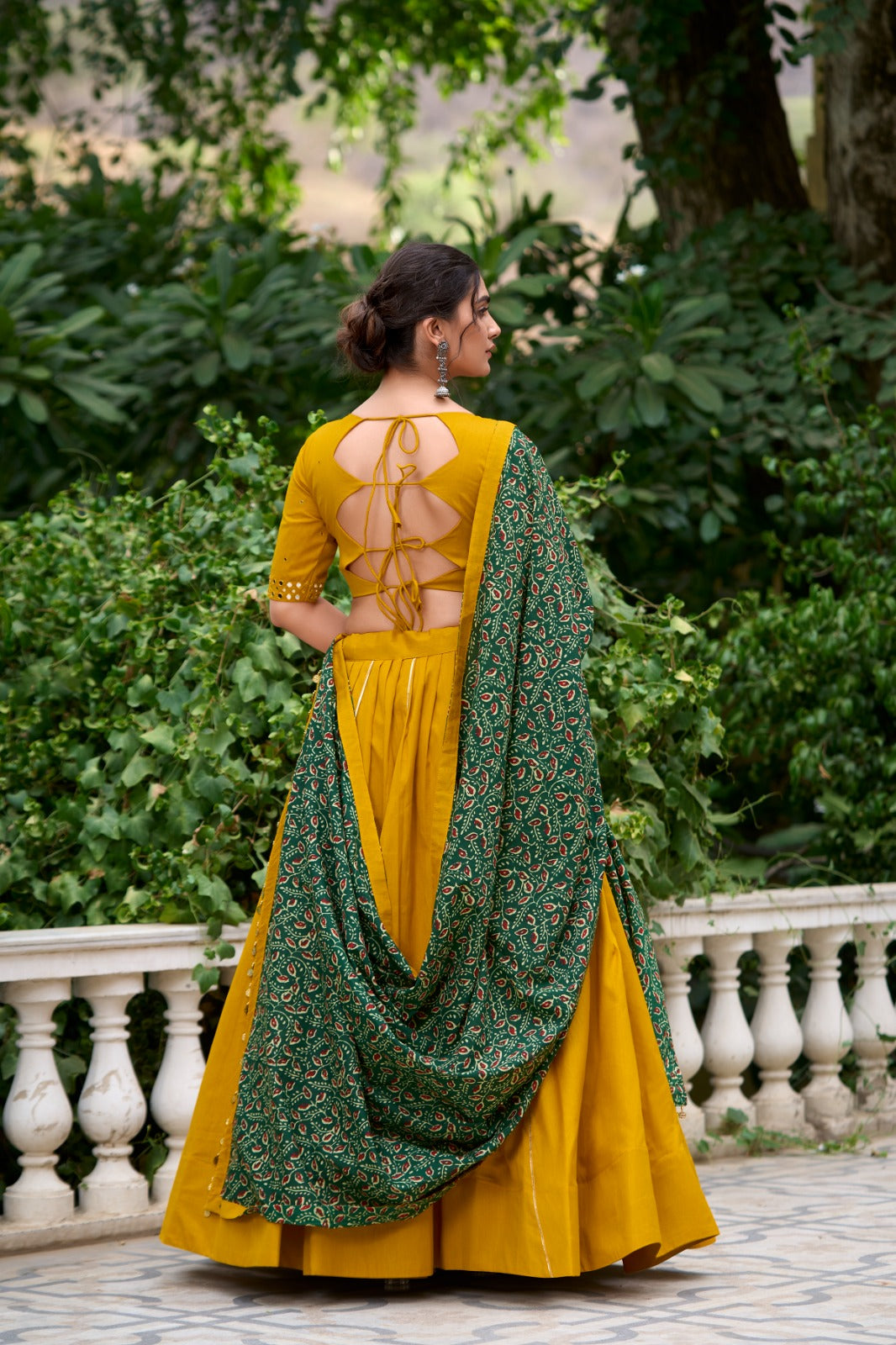 Womenline Yellow Color Pure Cotton Navratri Lehenga Choli