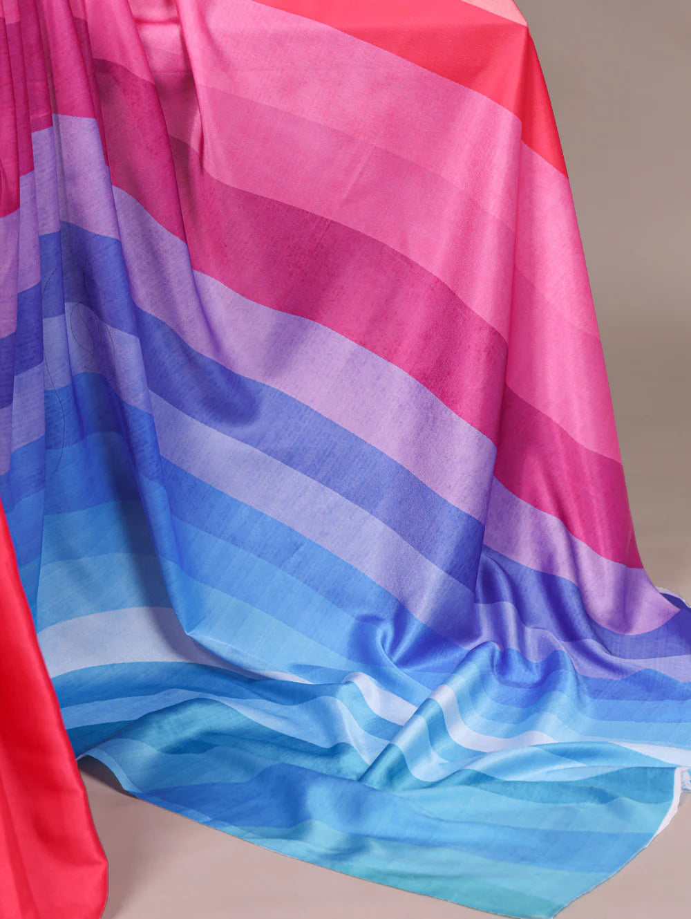 Womenline Multicolor Printed Satin Silk Saree