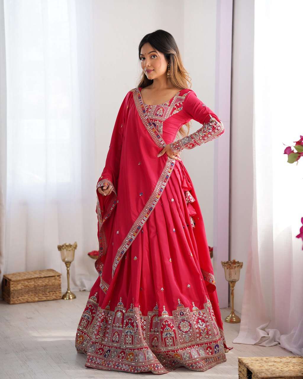 Statement Draped Lehenga Choli for Celebration Looks
