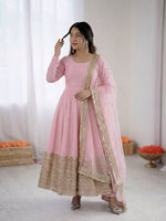 Womenline Blush Royale Embroidered Anarkali Suit Set with Elegant Dupatta
