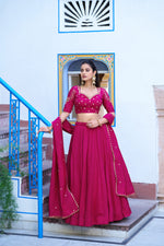 Womenline Rani Pink Embellished Lehenga Choli Set with Dupatta