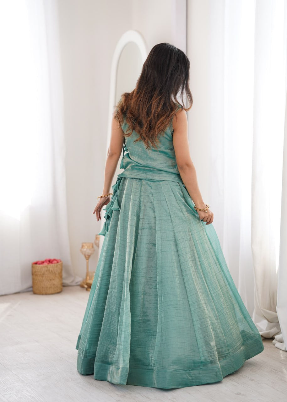 Womenline Sea Green Embroidered Designer Lehenga Set