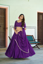 Womenline Royal Purple Embellished Lehenga Choli Set with Designer Dupatta