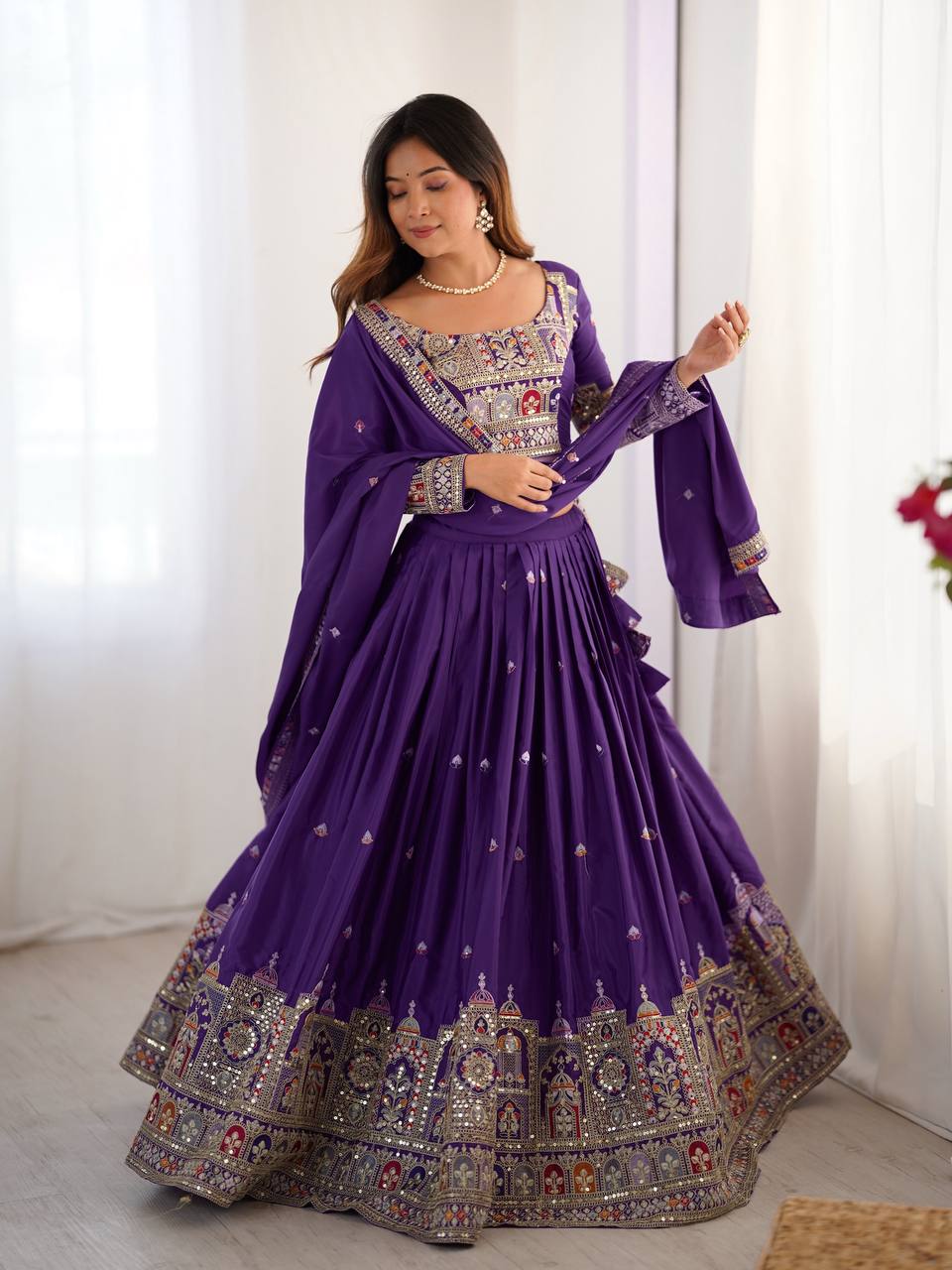 Womenline Dark Purpal Designers Lehenga Choli