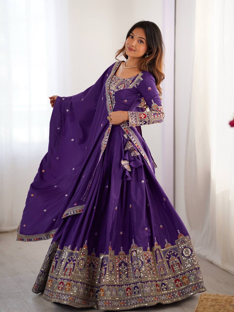 Womenline Dark Purpal Designers Lehenga Choli