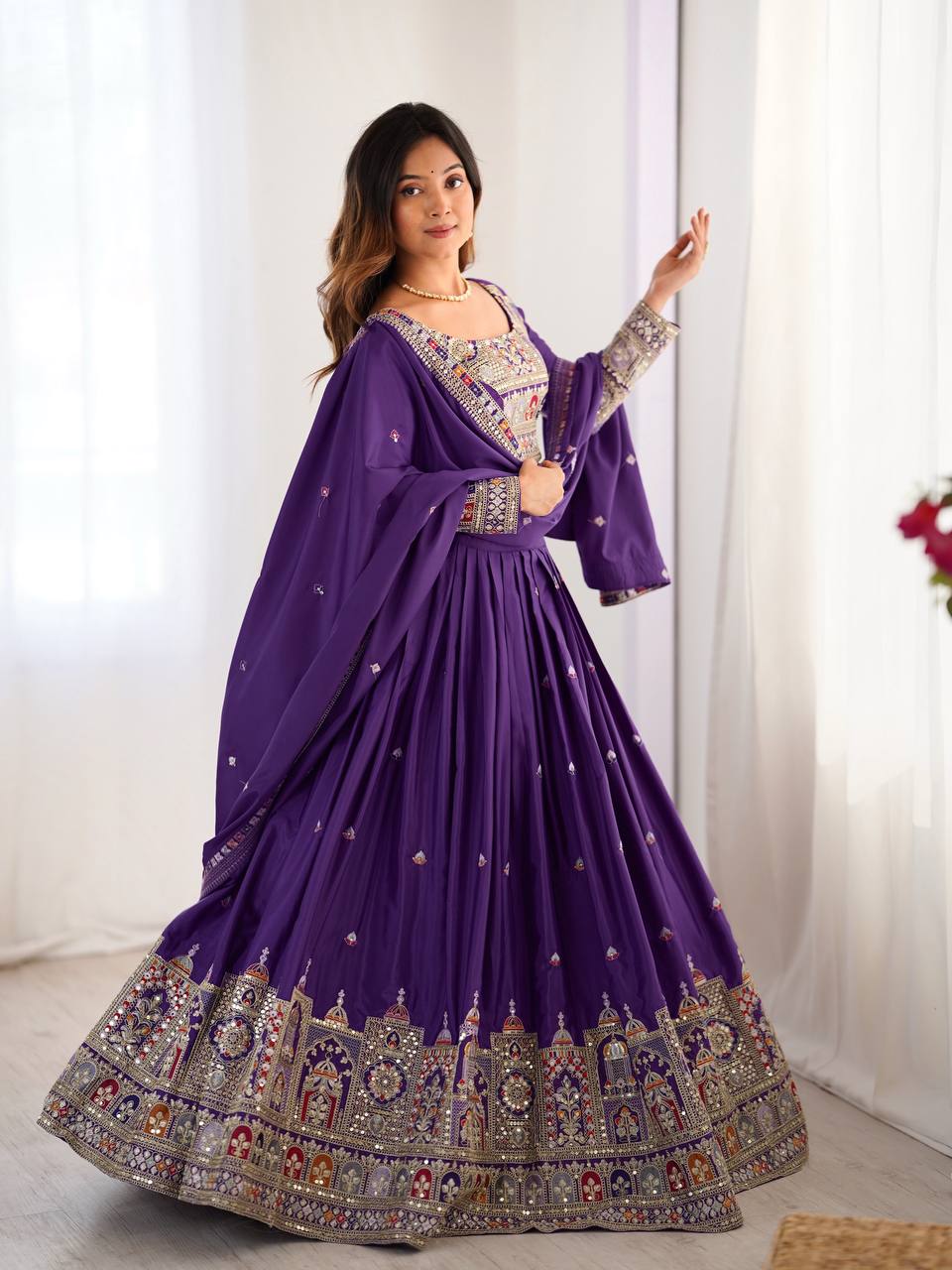 Womenline Dark Purpal Designers Lehenga Choli