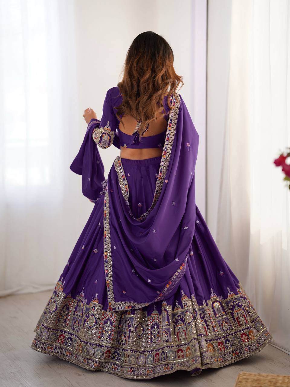 Womenline Dark Purpal Designers Lehenga Choli