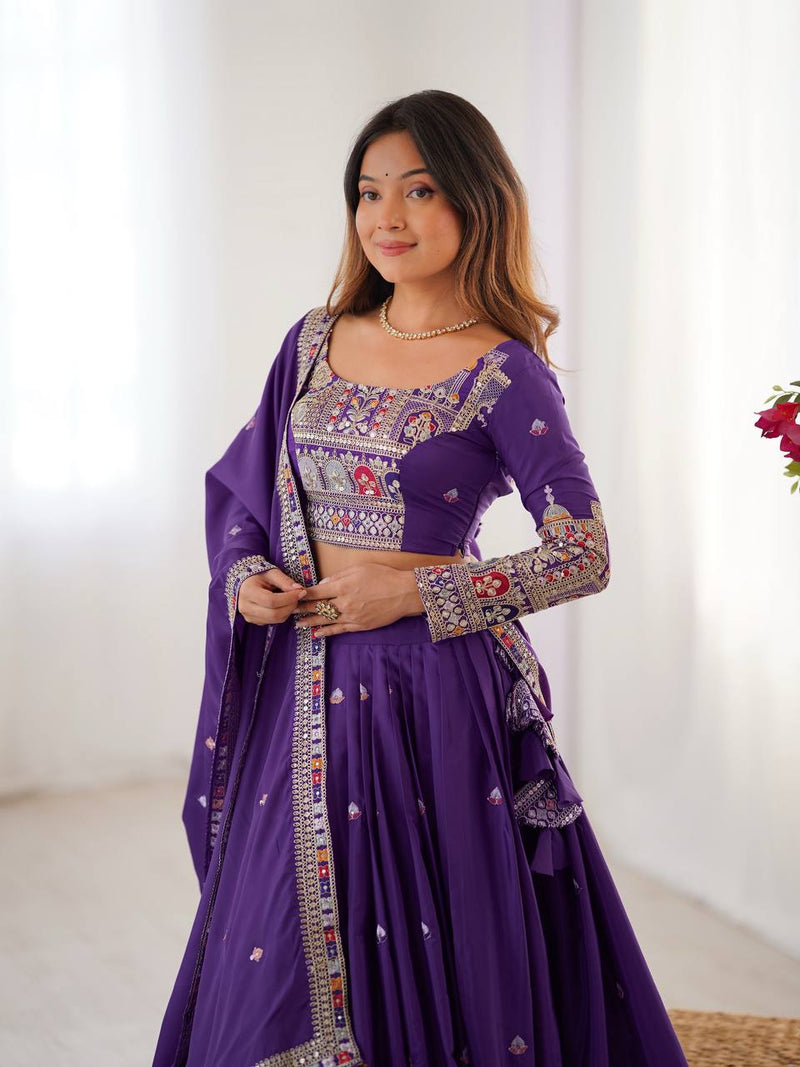 Womenline Dark Purpal Designers Lehenga Choli