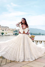 Womenline Ivory White Heritage Fusion Lehenga Set
