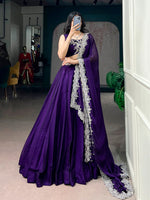 Womenline Royal Purple Embellished Designer Lehenga Set with Dupatta