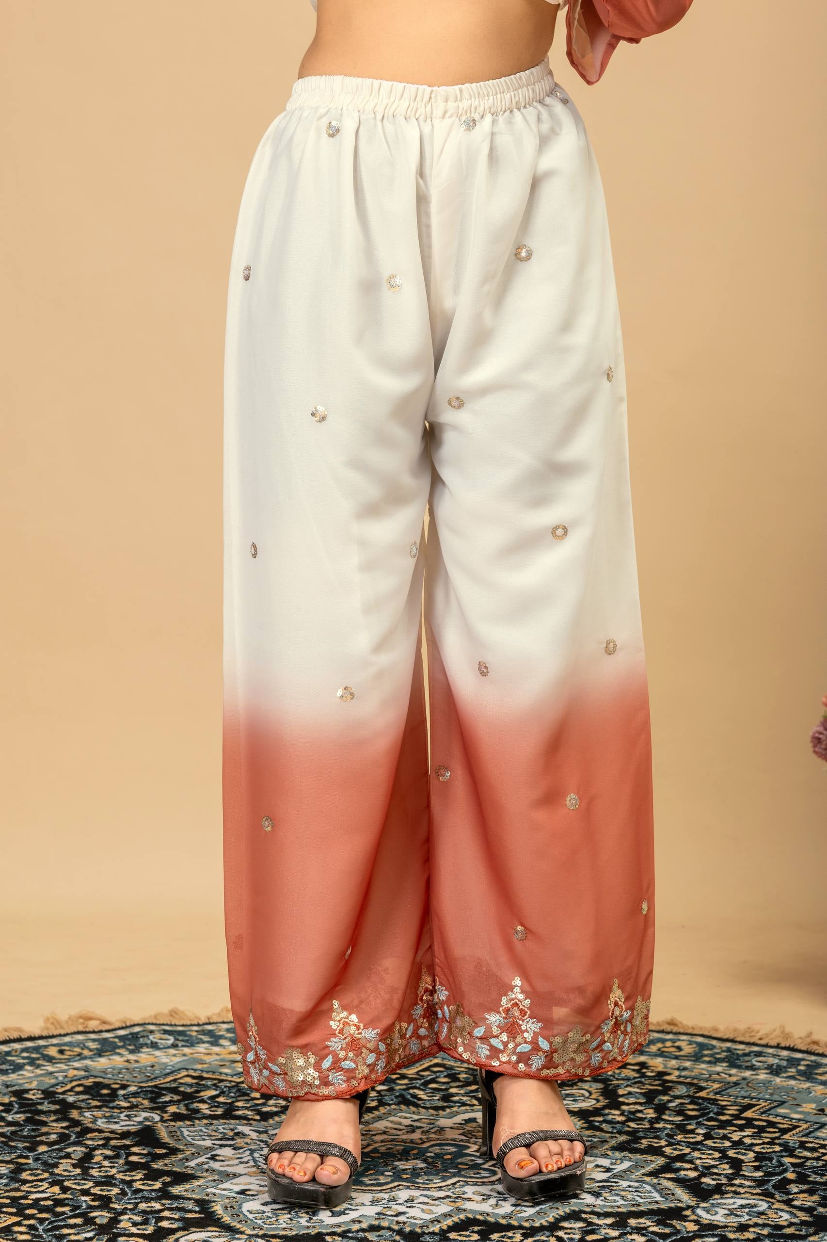 Womenline Rose Blush Embroidered Palazzo Suit with Elegant Dupatta