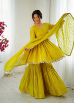 Womenline Sunlit Citrine Designer Sharara Suit Set with Lurex Dupatta