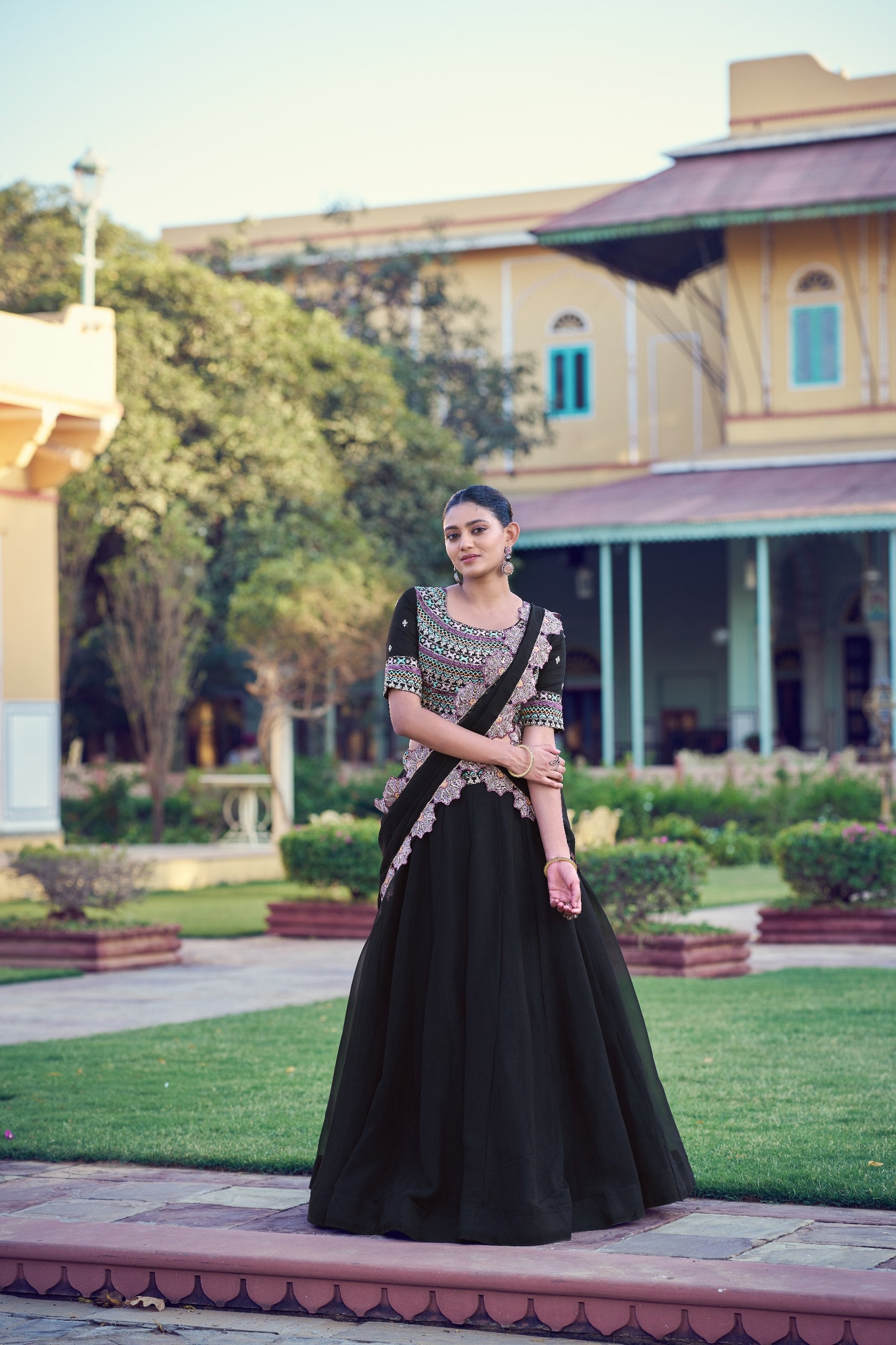 Womenline Midnight Grace Embroidered Lehenga with Designer Dupatta