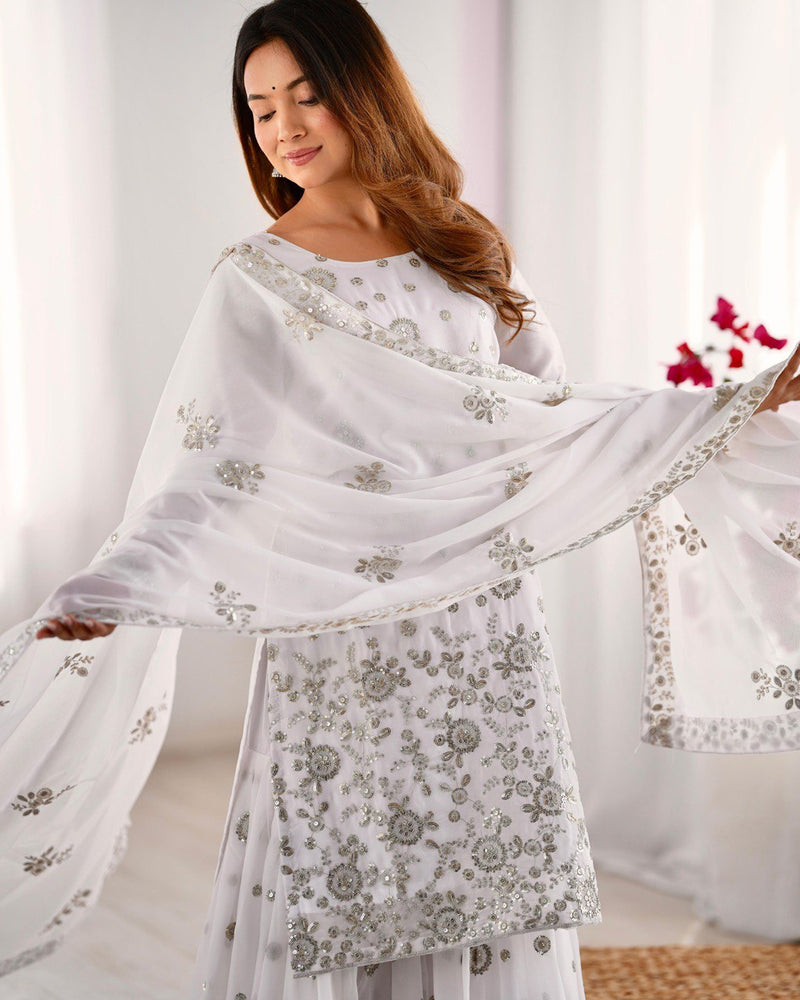 Womenline White Color Stylish Sharara