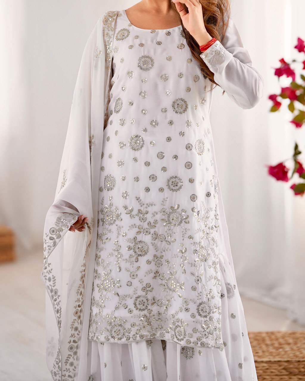 Womenline White Color Stylish Sharara