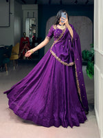 Womenline Royal Purple Designer Lehenga with Embroidered Dupatta