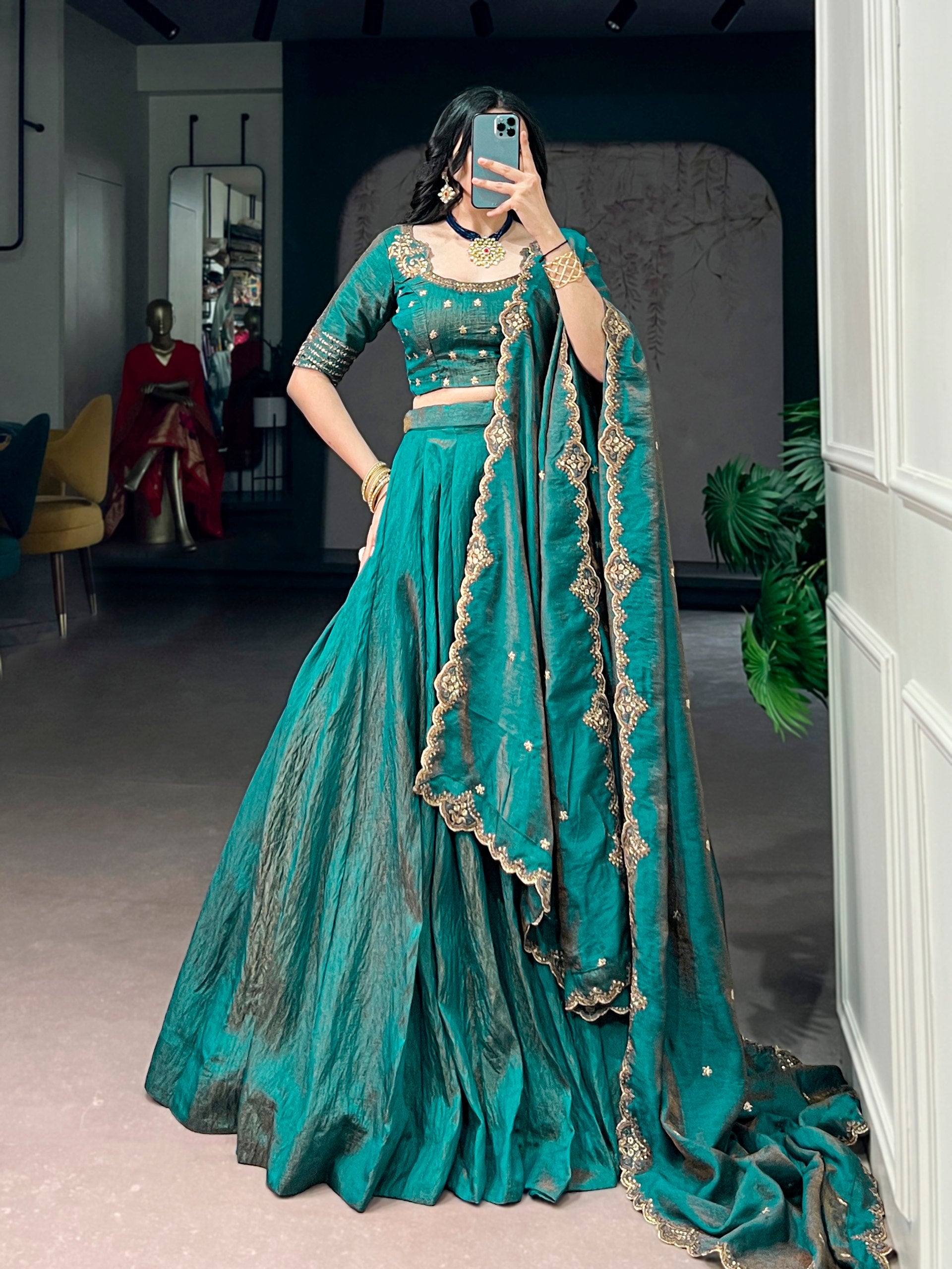 Womenline Emerald Royale Designer Lehenga with Embroidered Dupatta