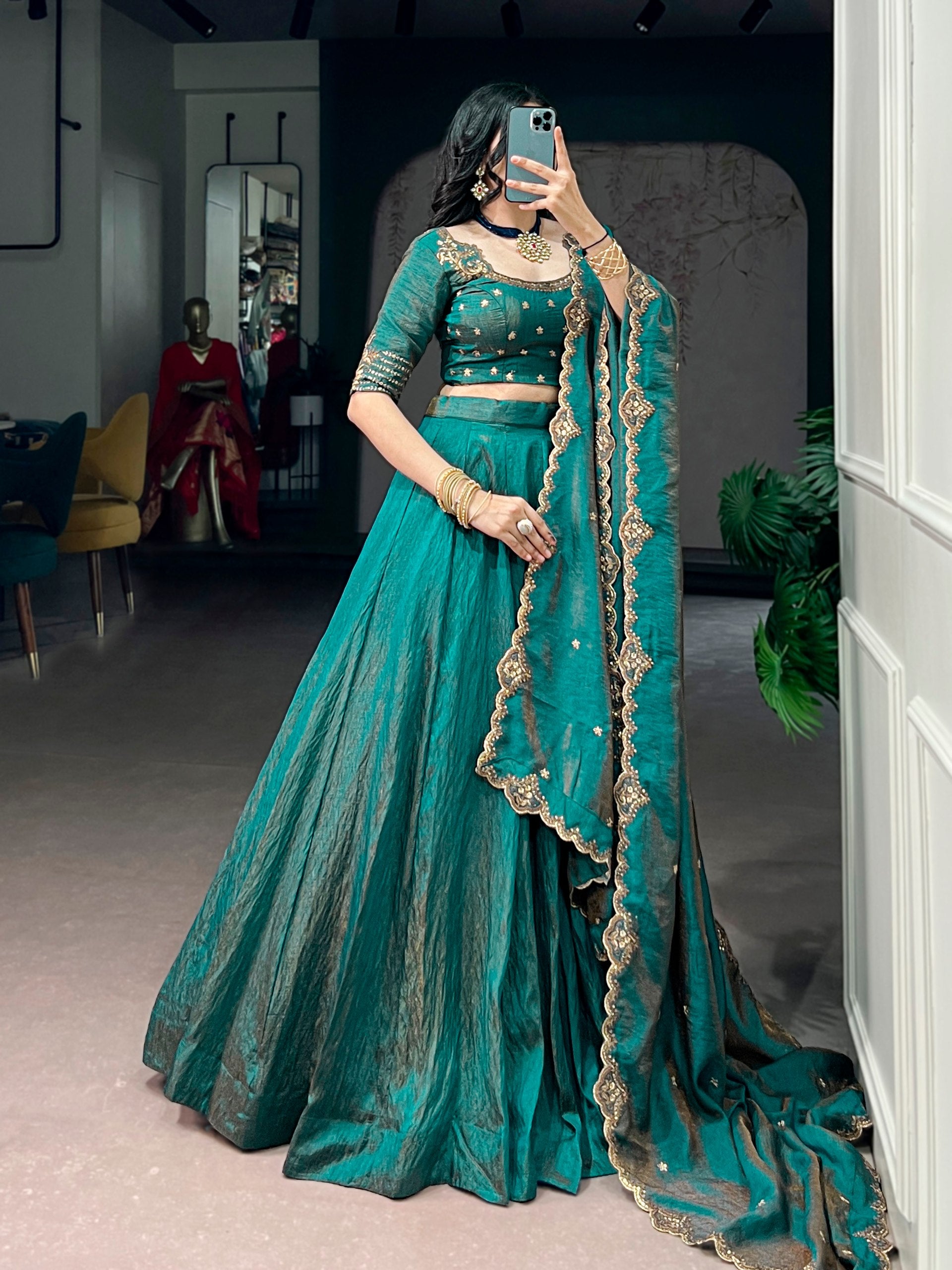 Womenline Emerald Royale Designer Lehenga with Embroidered Dupatta