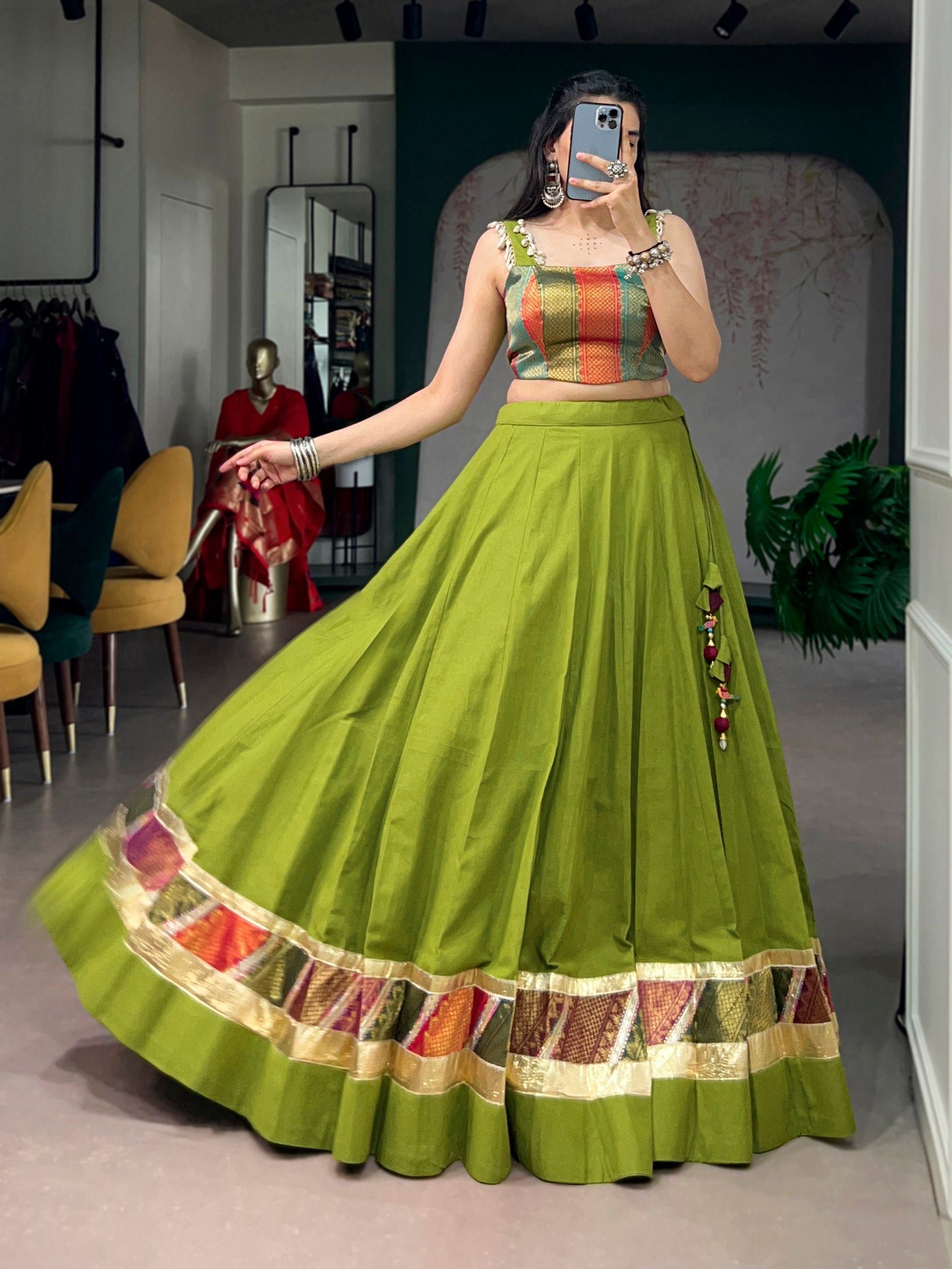 Womenline Navrang Navratri Lehenga with Brocade Choli