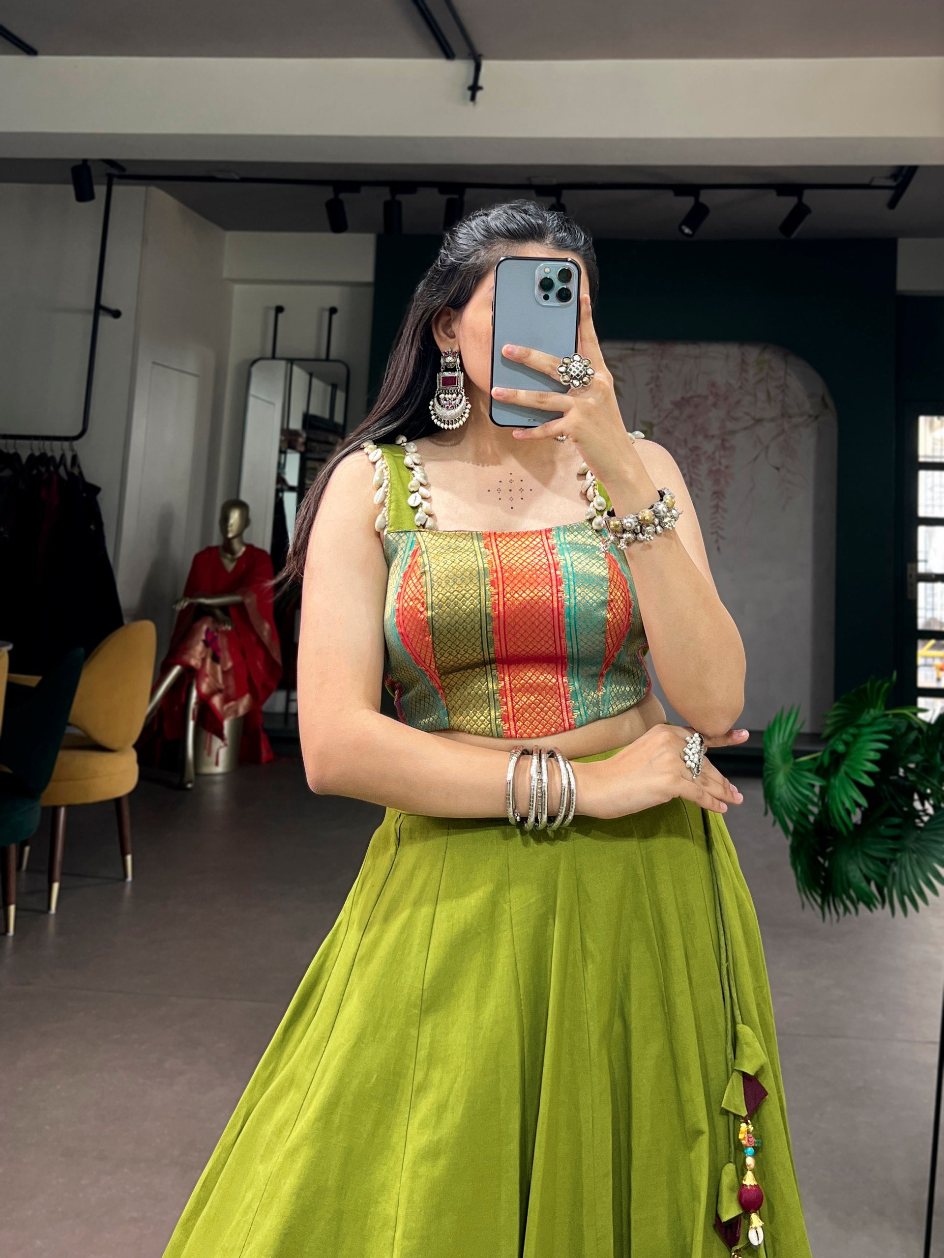 Womenline Navrang Navratri Lehenga with Brocade Choli