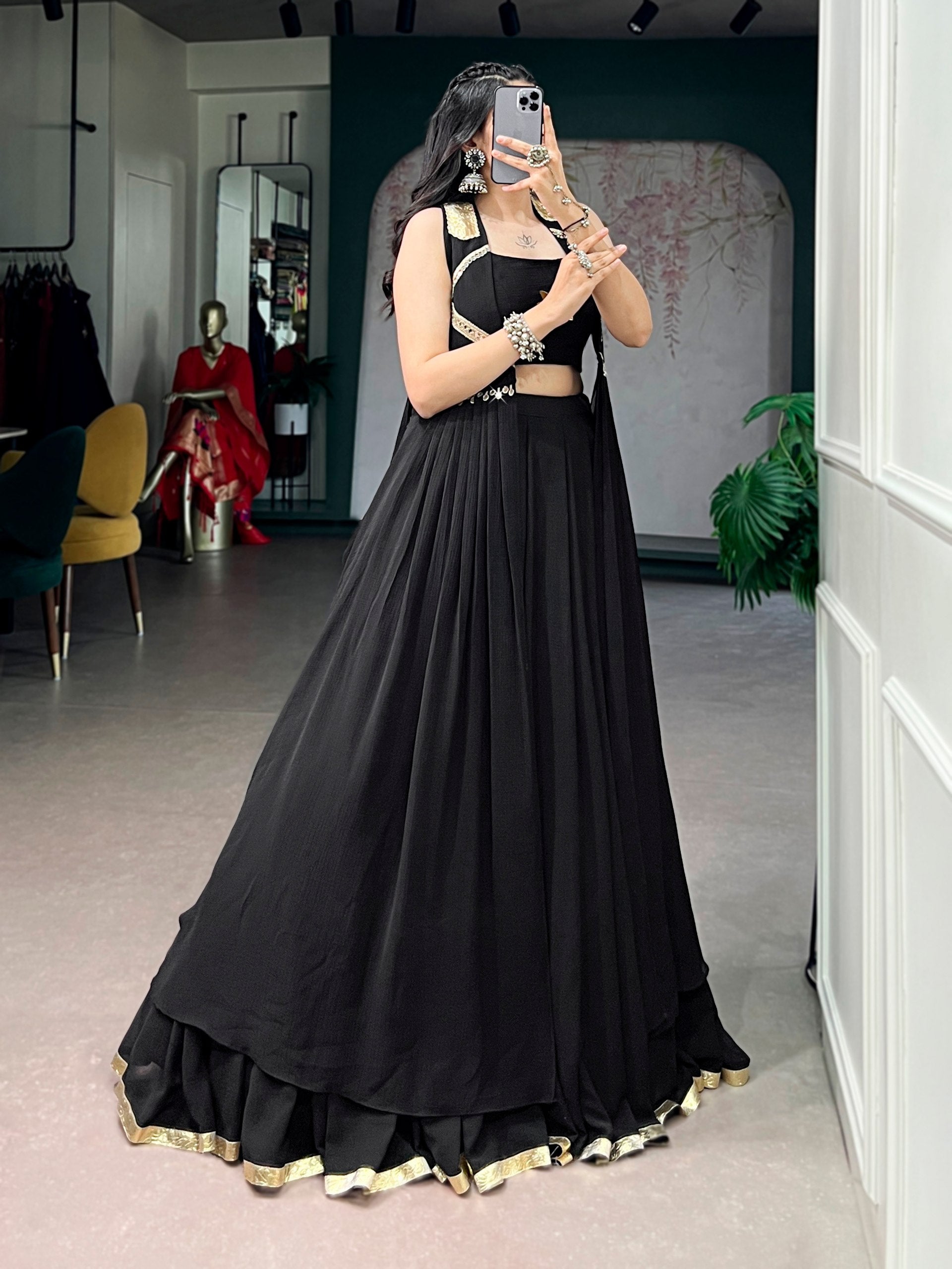 Womenline Midnight Lotus Navratri Lehenga Set