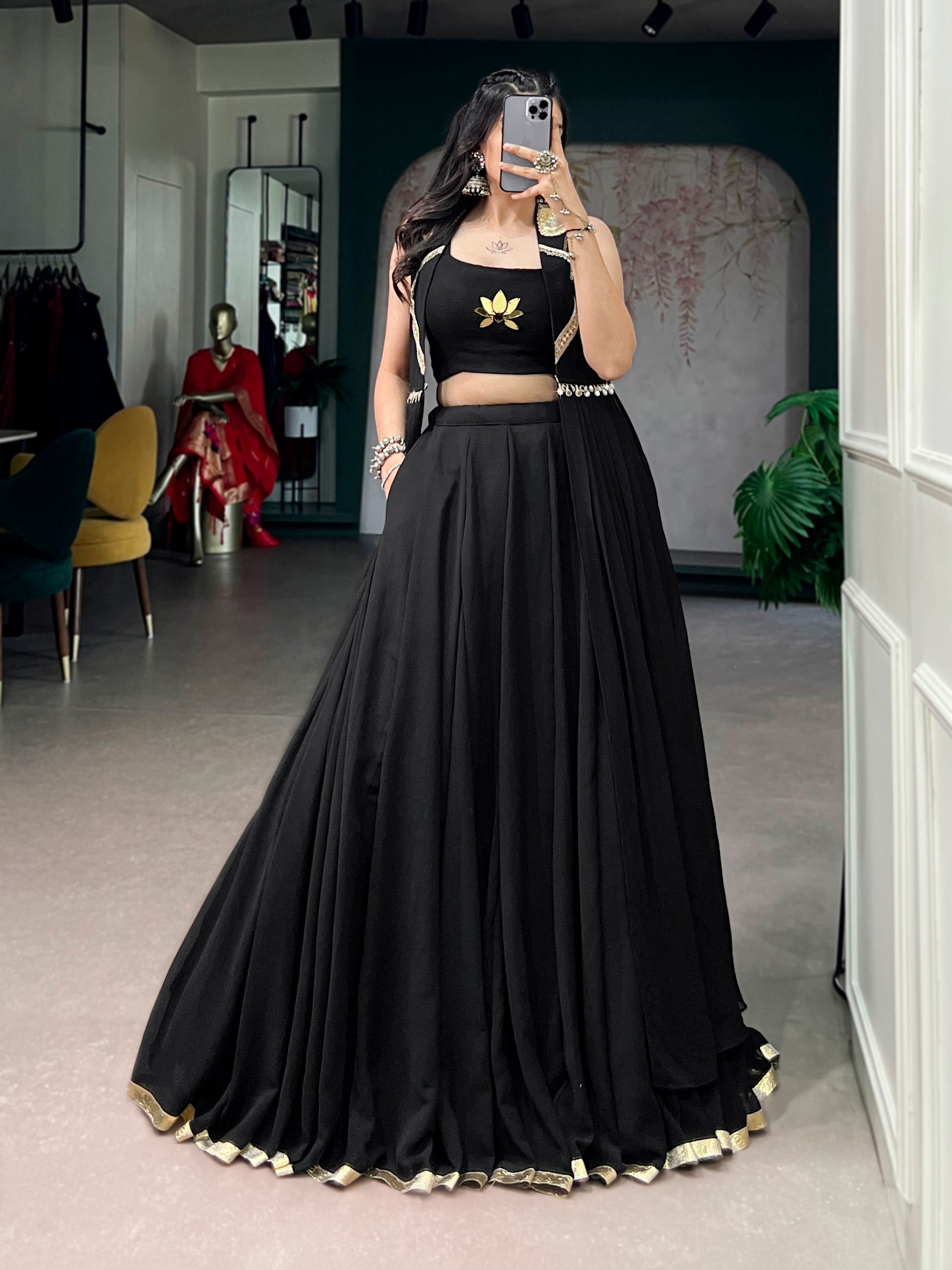 Womenline Midnight Lotus Navratri Lehenga Set