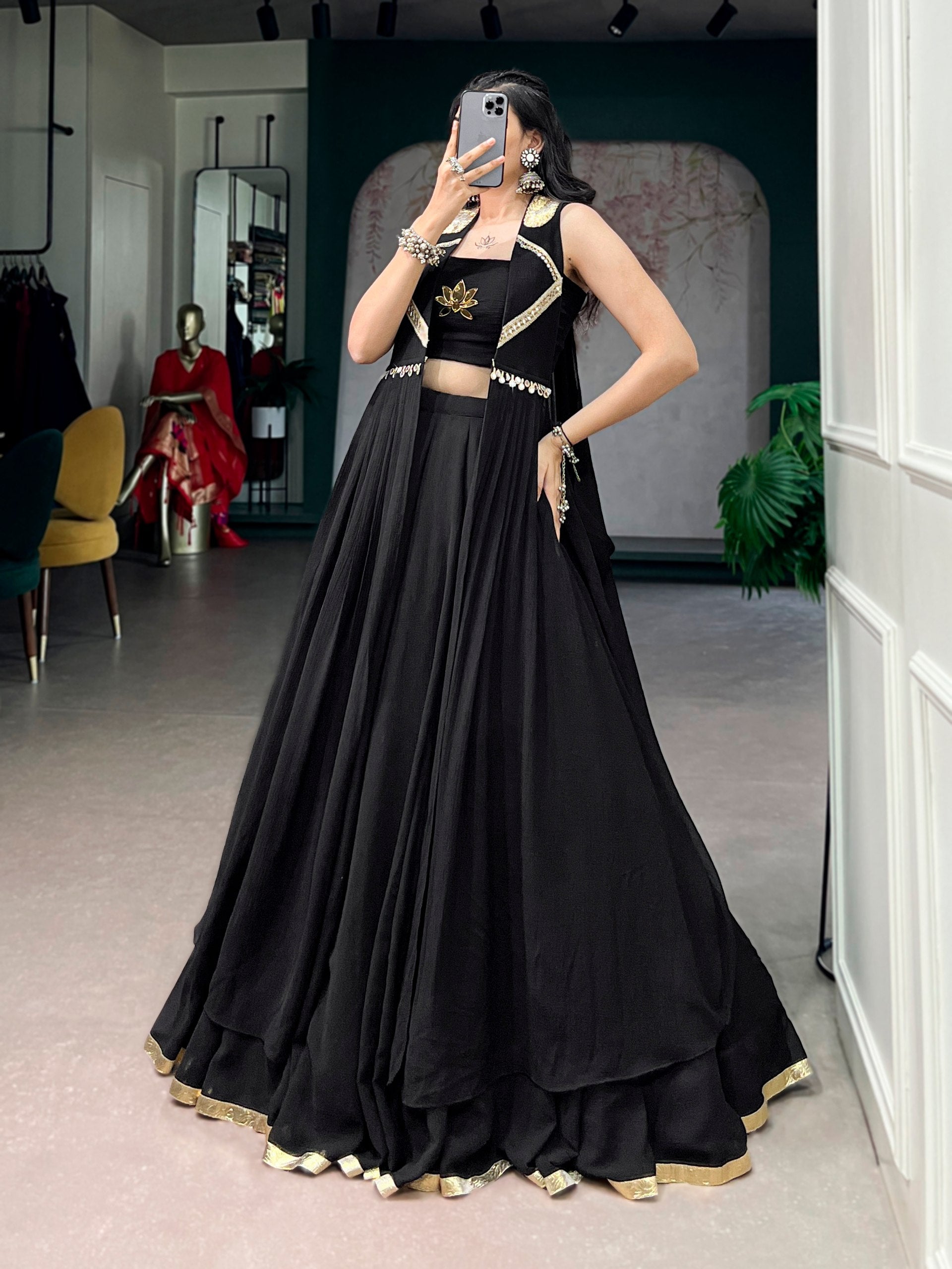 Womenline Midnight Lotus Navratri Lehenga Set