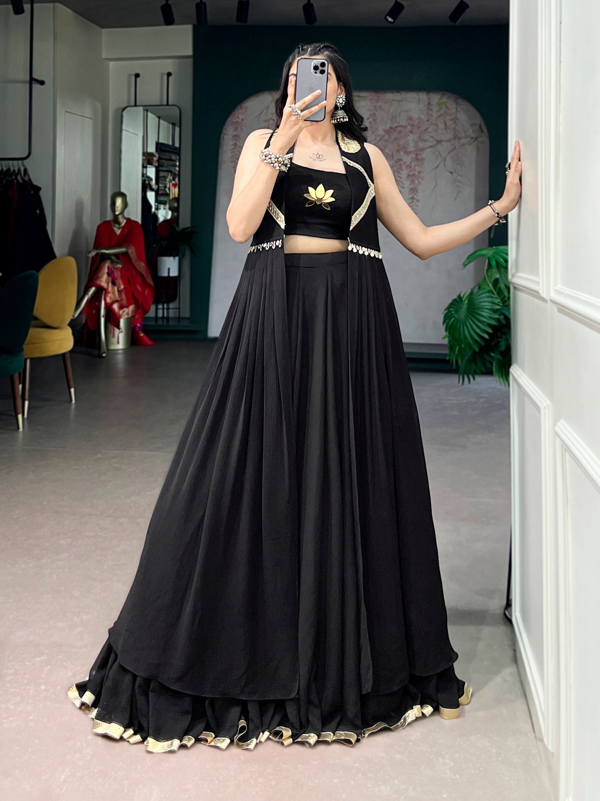 Womenline Midnight Lotus Navratri Lehenga Set