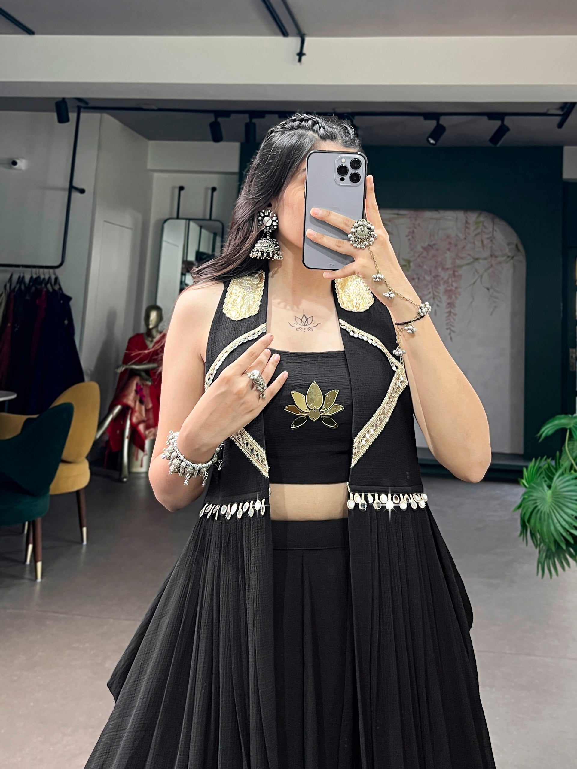 Womenline Midnight Lotus Navratri Lehenga Set