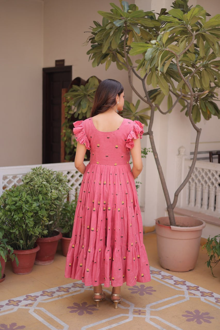 Womenline Pink Color Floral Printed Designer Tunic