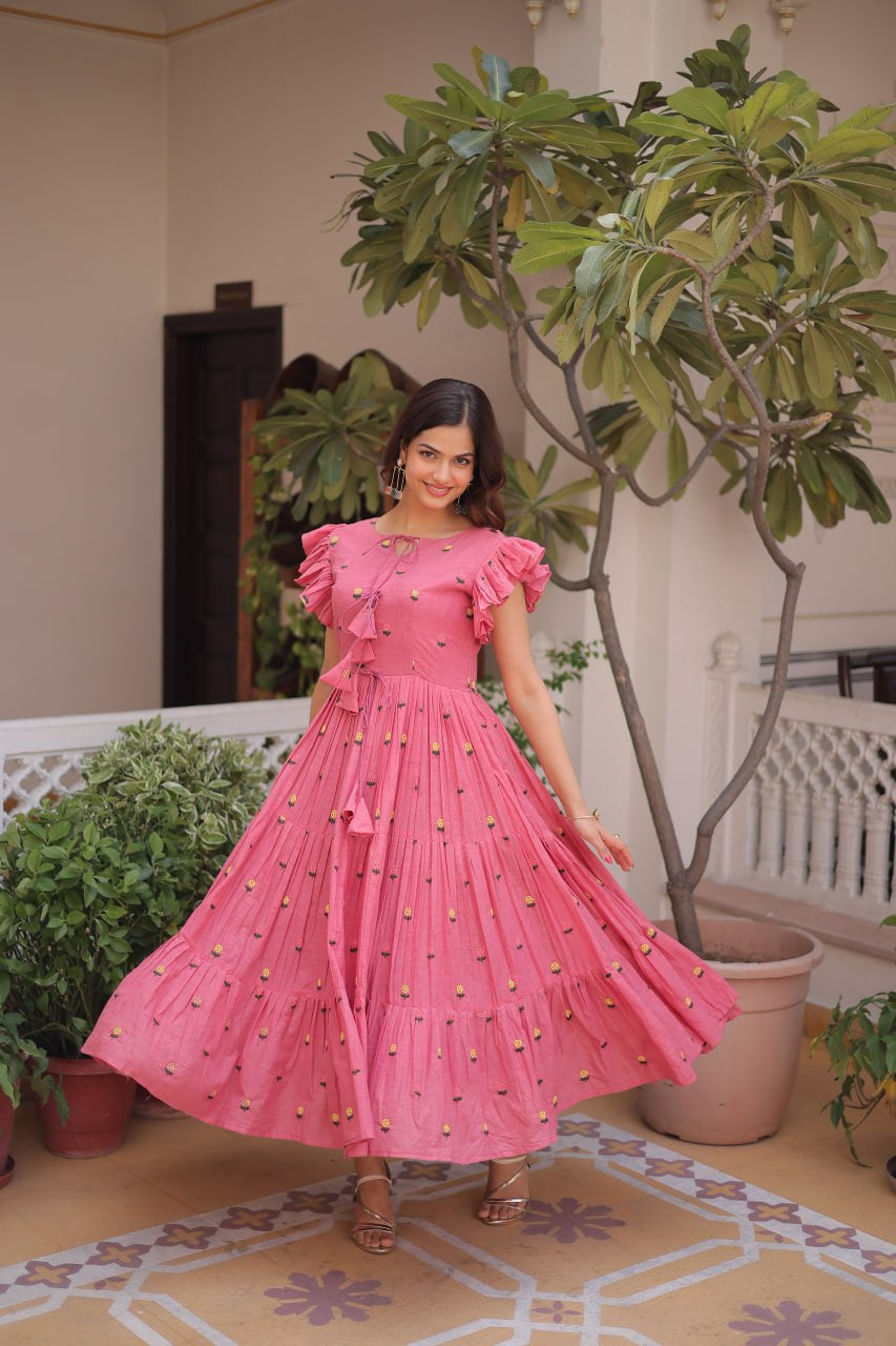 Womenline Pink Color Floral Printed Designer Tunic