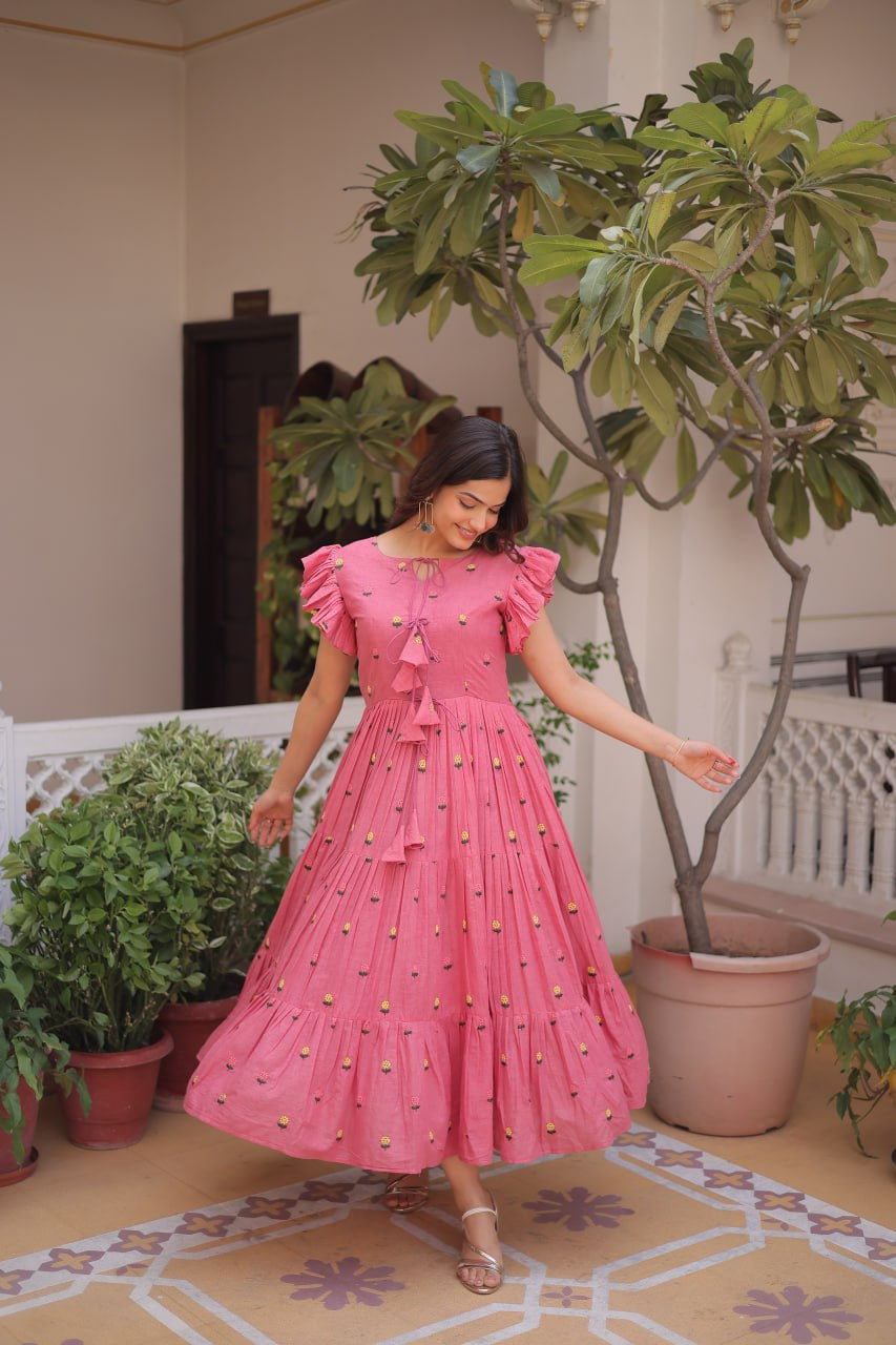 Womenline Pink Color Floral Printed Designer Tunic