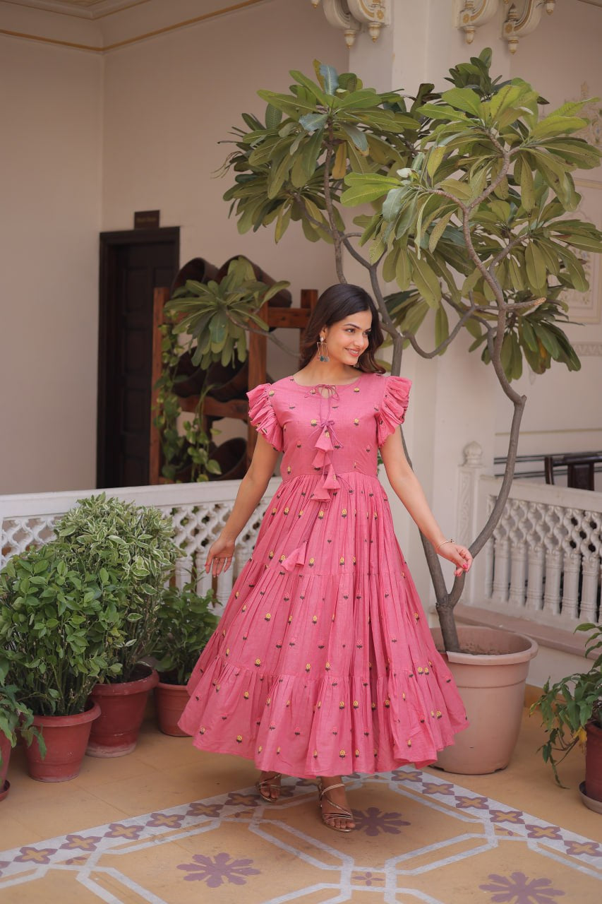 Womenline Pink Color Floral Printed Designer Tunic