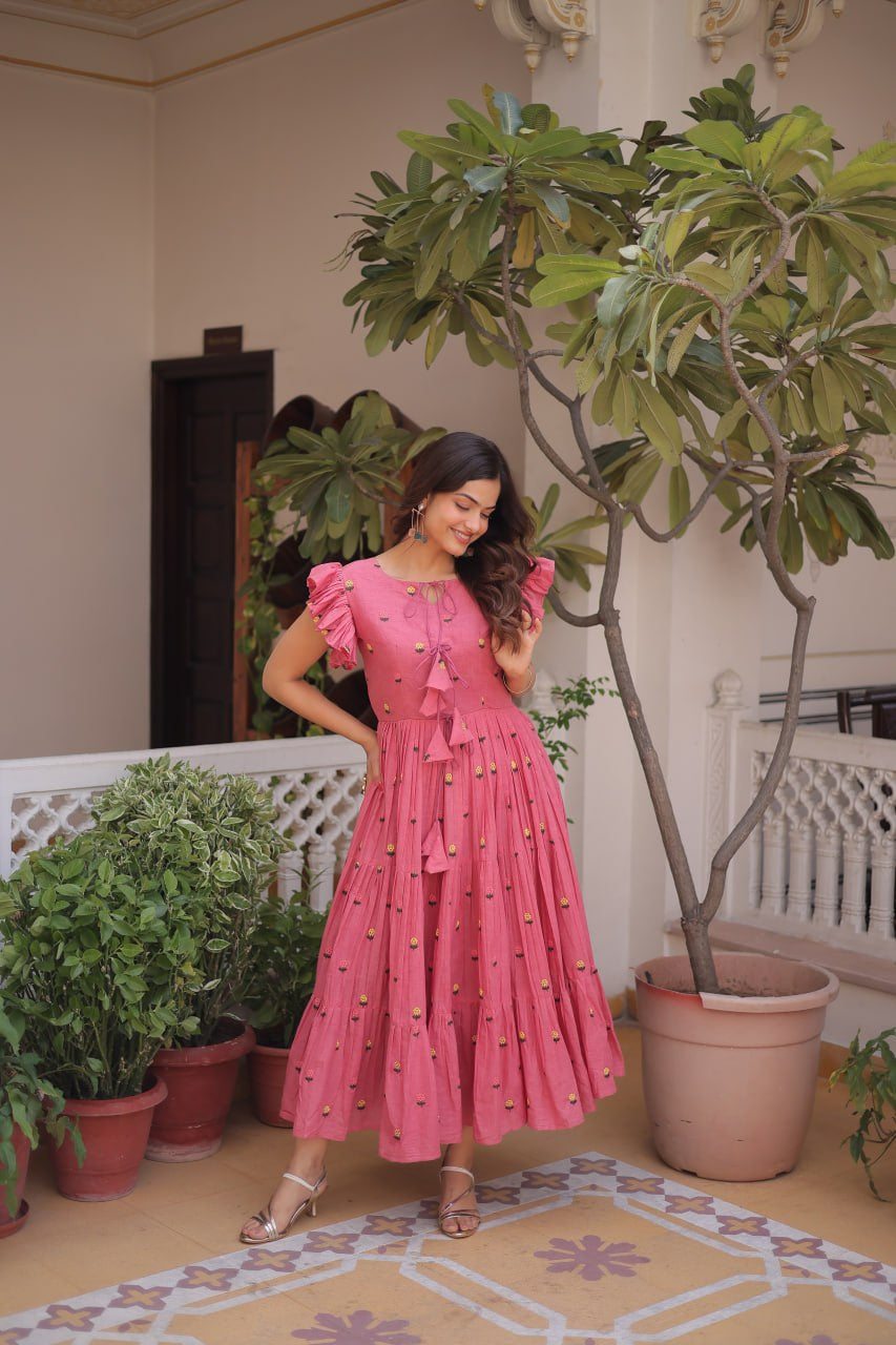Womenline Pink Color Floral Printed Designer Tunic