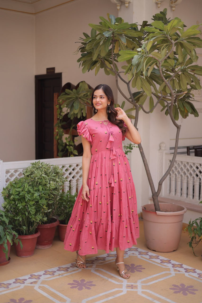 Womenline Pink Color Floral Printed Designer Tunic